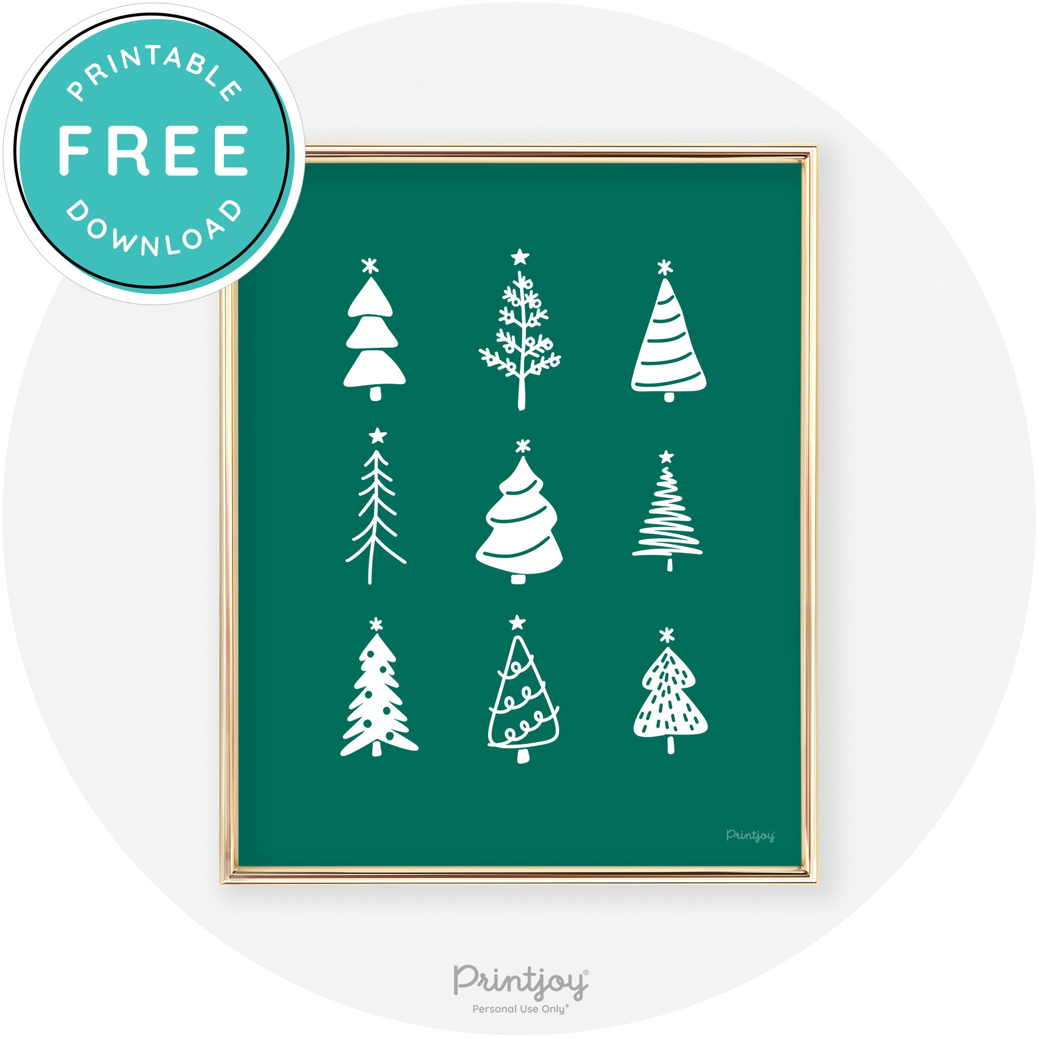 Christmas Trees Cute Modern Chic Wall Art Decor Free Printable - Printjoy