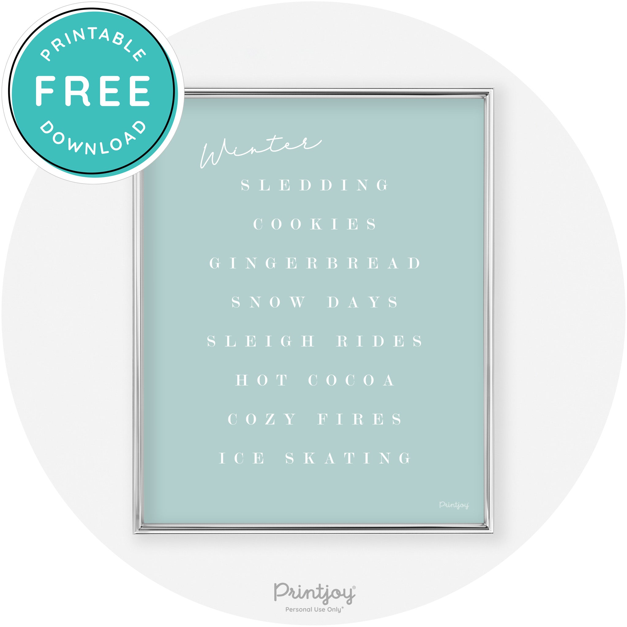 Winter Favorite Things Modern Chic Wall Art Decor Free Printable - Printjoy