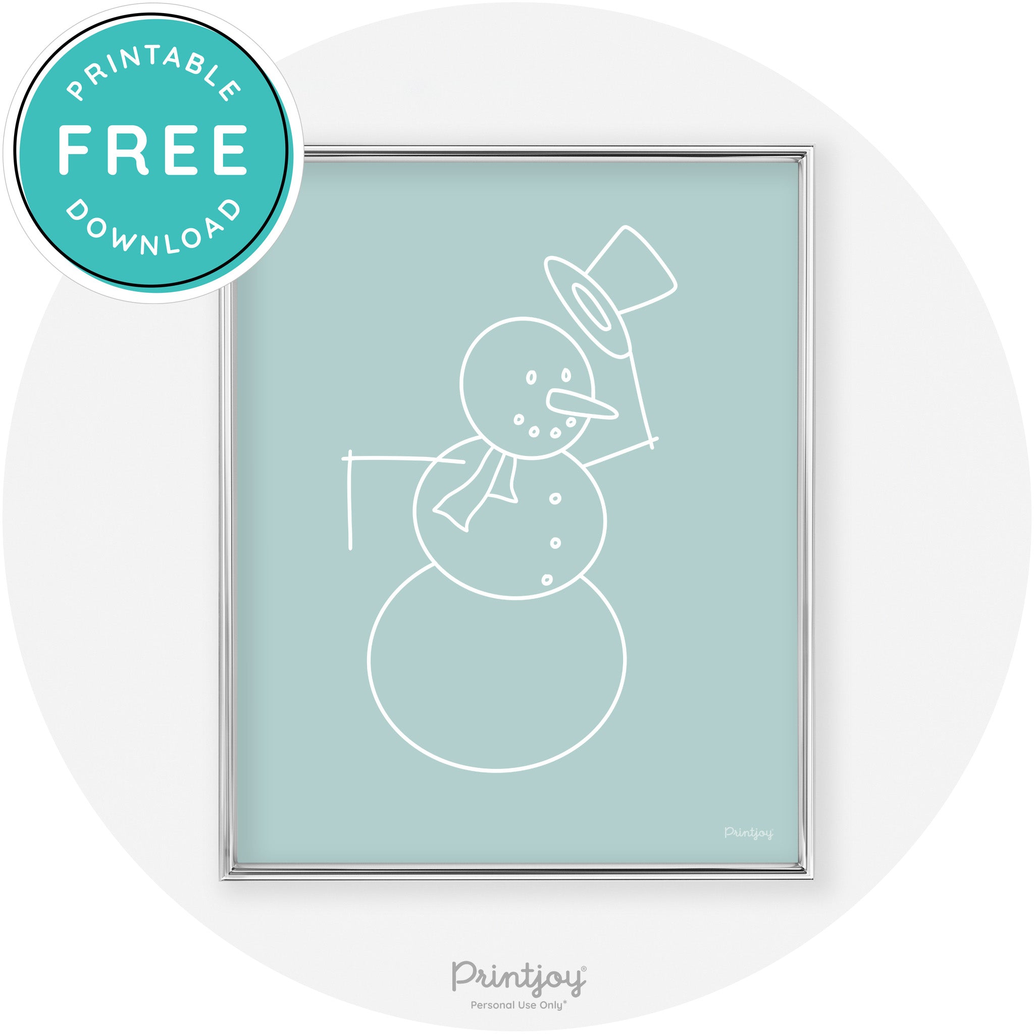 Snowman Line Art Cute Winter Modern Chic Wall Art Free Printable - Printjoy