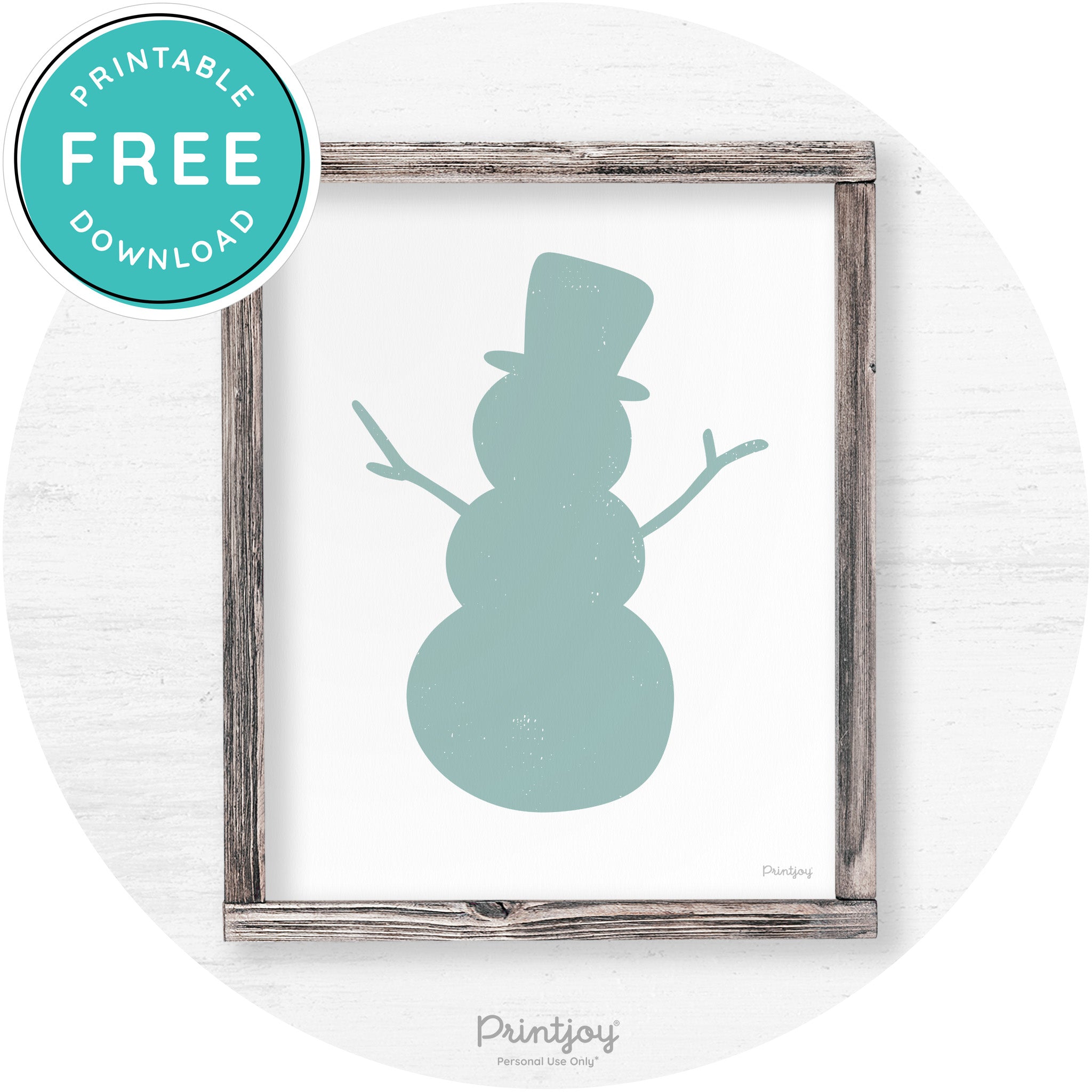 Snowman Silhouette Winter Farmhouse Wall Art Decor Free Printable - Printjoy