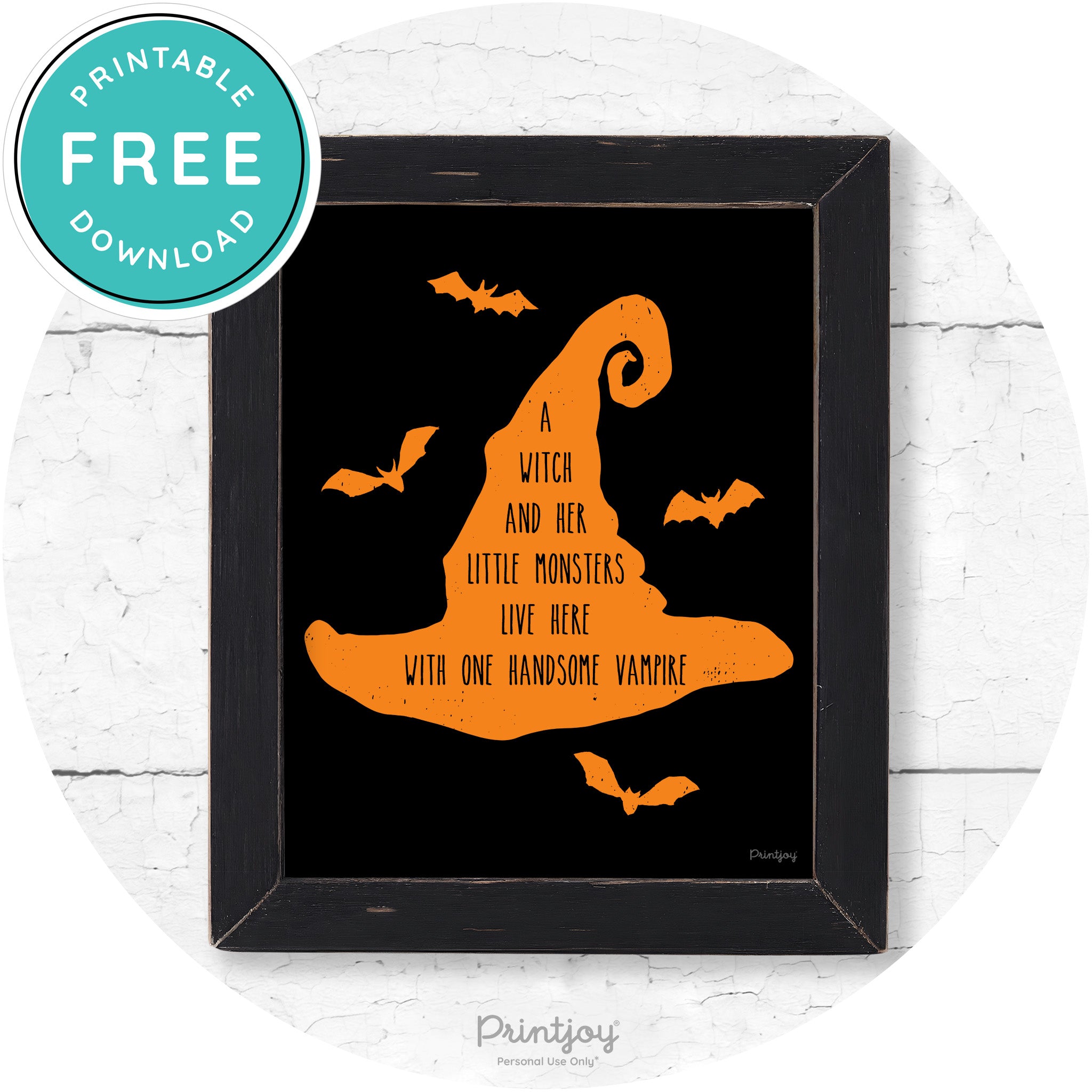 Fun Halloween Family Farmhouse Witch Hat Wall Art Free Printable - Printjoy