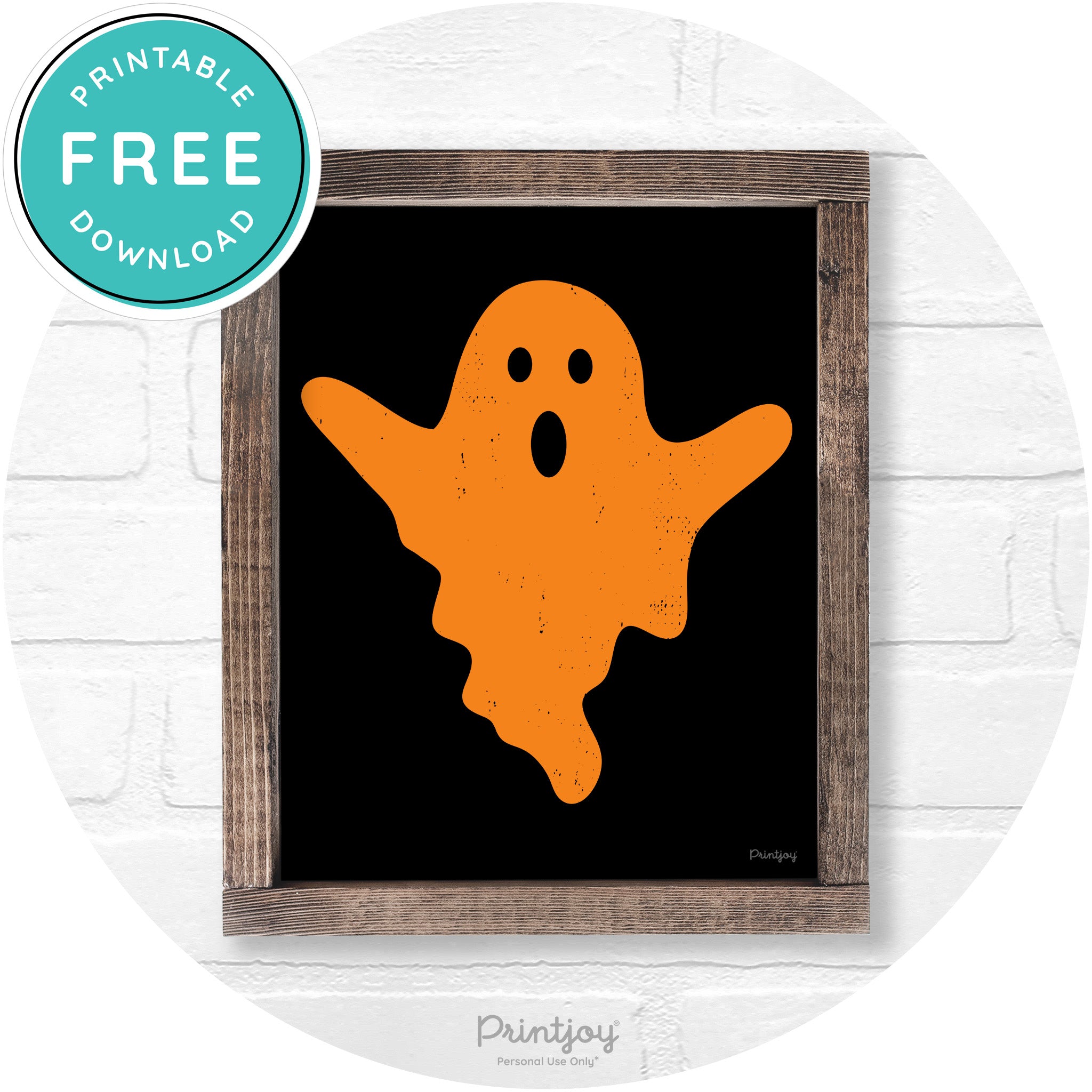 Halloween Cute Ghost Rustic Farmhouse Wall Art Free Printable - Printjoy