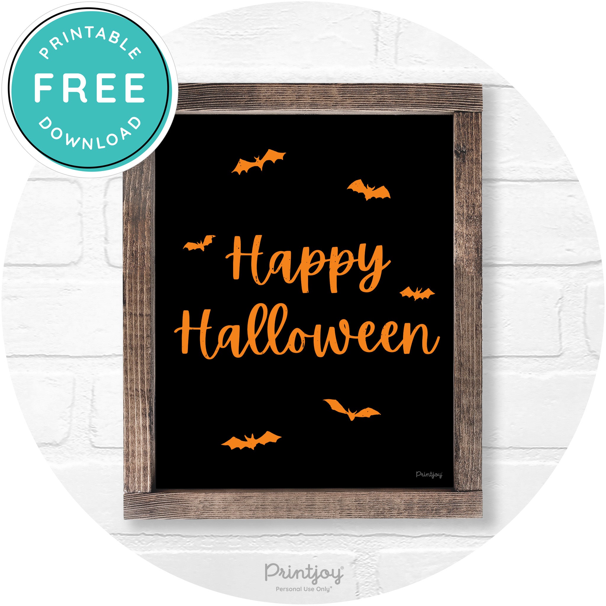 Happy Halloween Bats Rustic Farmhouse Wall Art Free Printable - Printjoy
