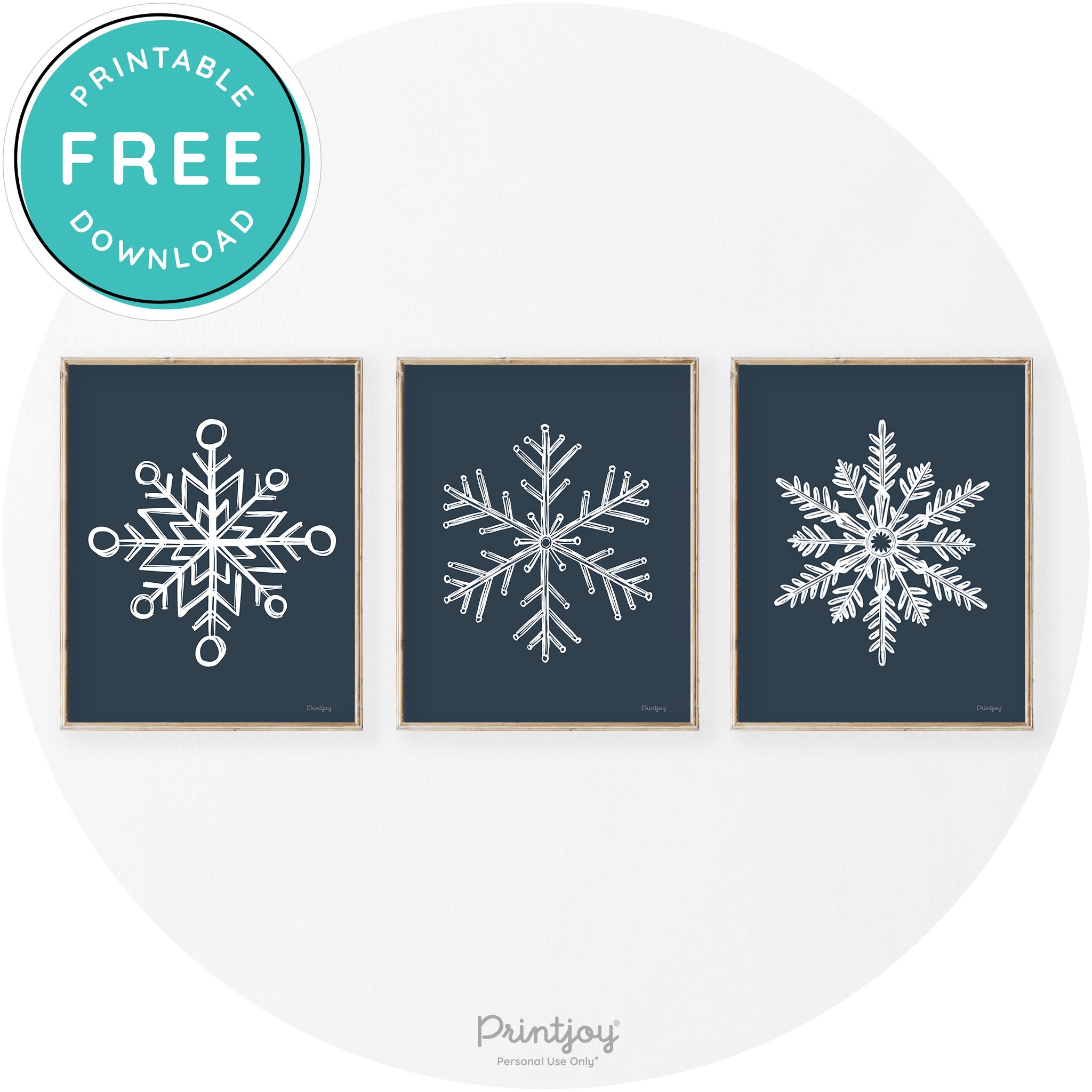 Snowflakes Set Of 3 Christmas Transitional Wall Art Decor Free Printable