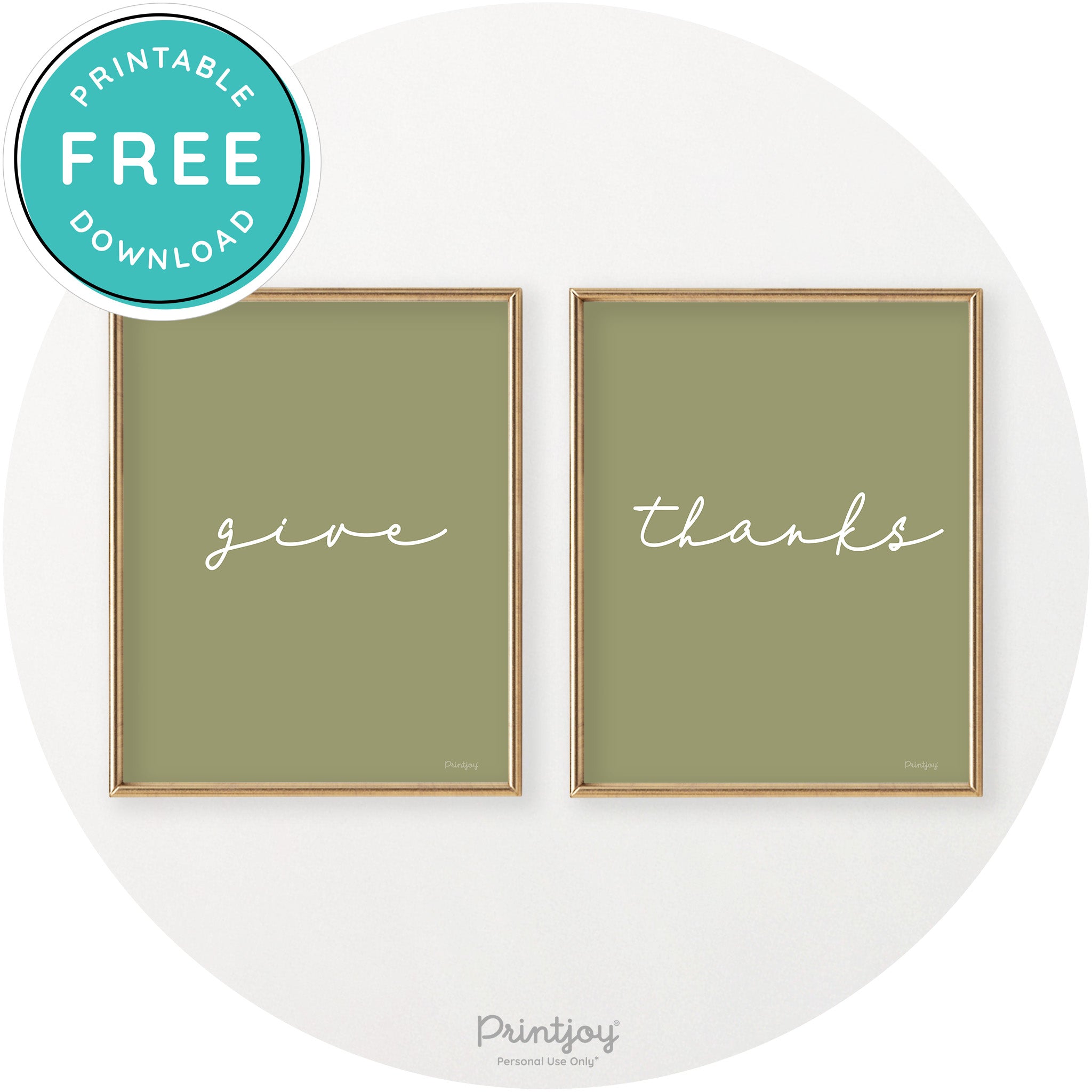 Give Thanks Set Of 2 Thanksgiving Chic Wall Art Decor Free Printable - Printjoy