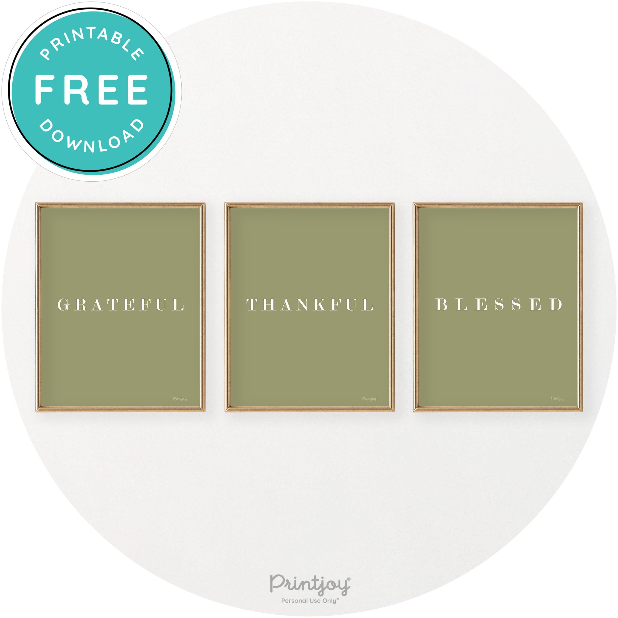 Grateful Thankful Blessed Set Of 3 Chic Wall Art Decor Free Printable - Printjoy