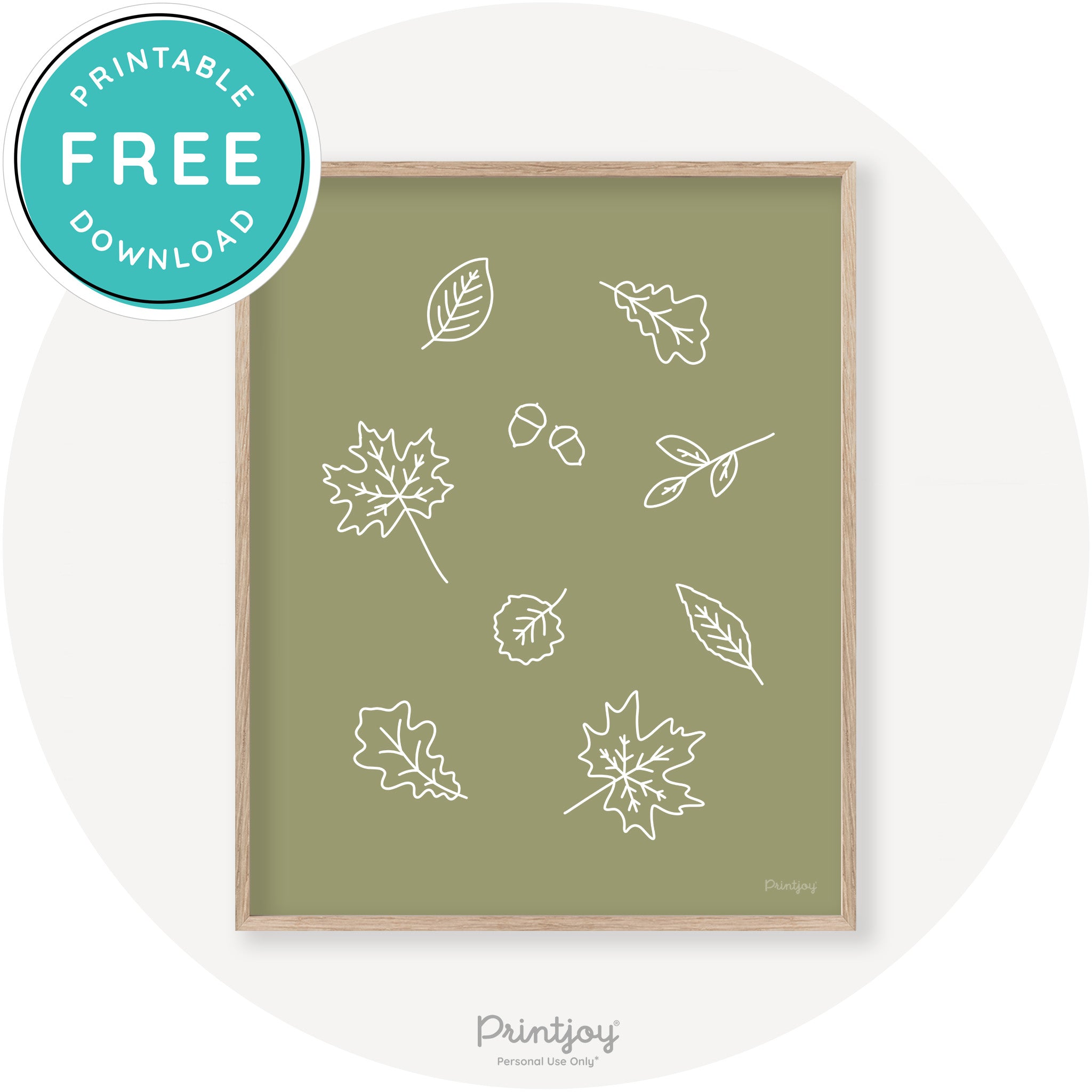 Fall Leaves Line Art Cute Fall Modern Chic Wall Art Printable - Printjoy