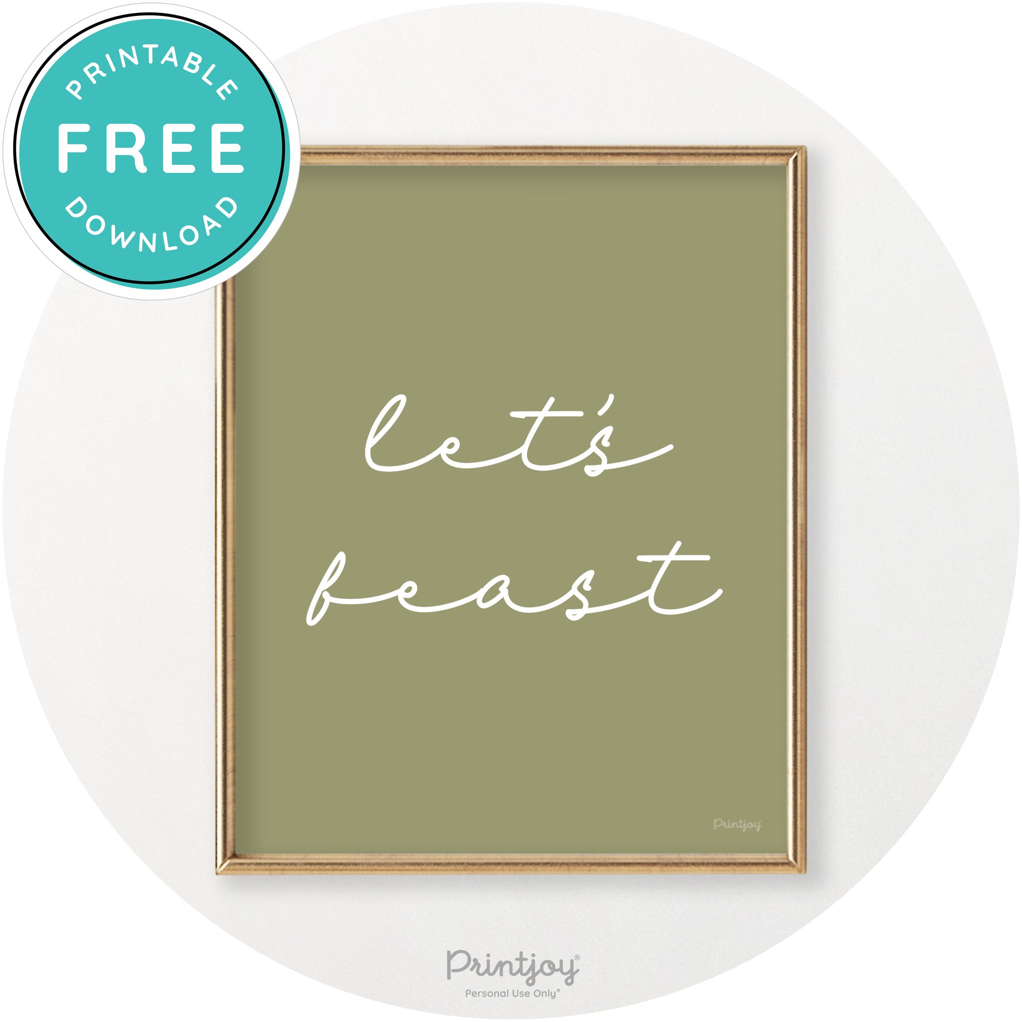 Let's Feast Cute Thanksgiving Modern Chic Wall Art Printable - Printjoy