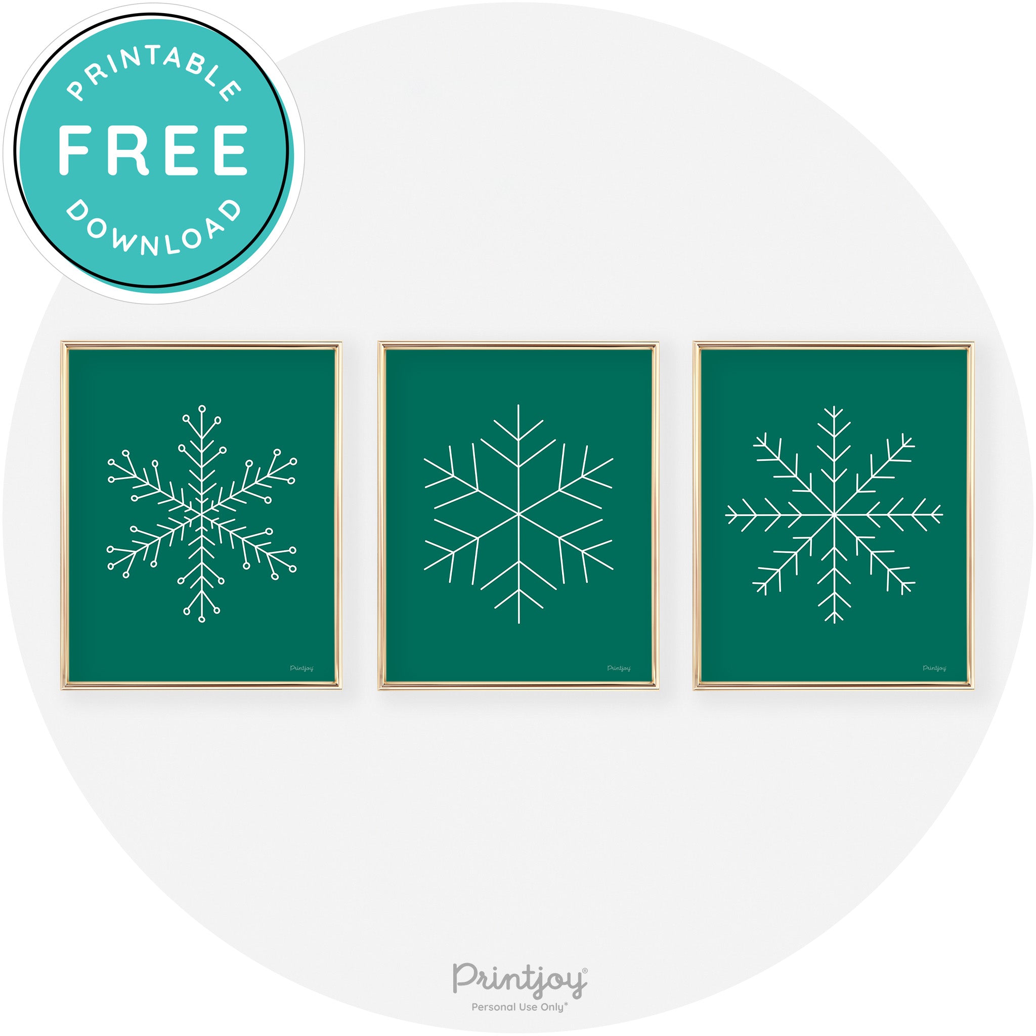 Snowflake Line Art Set Of 3 Cute Christmas Chic Wall Art Free Printable - Printjoy