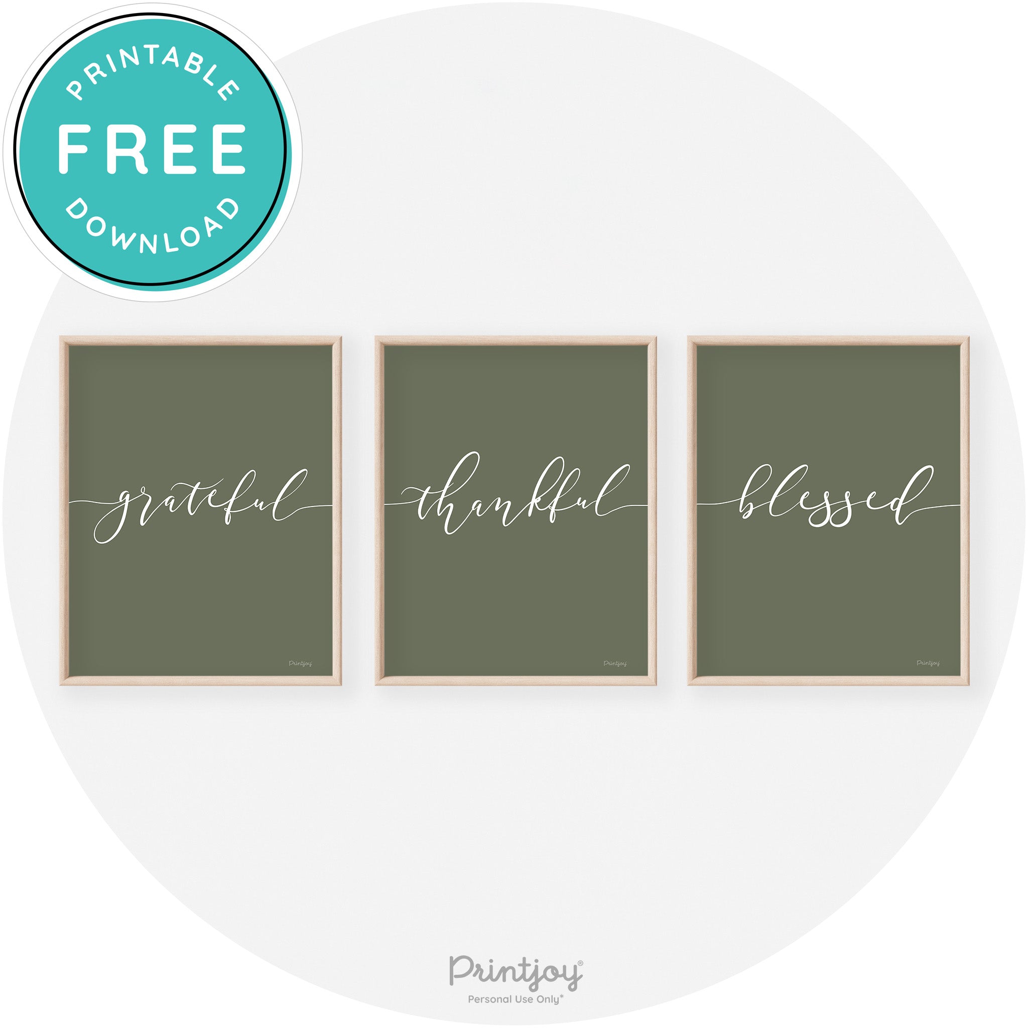 Grateful Thankful Blessed Set Of 3 Transitional Wall Art Free Printable - Printjoy
