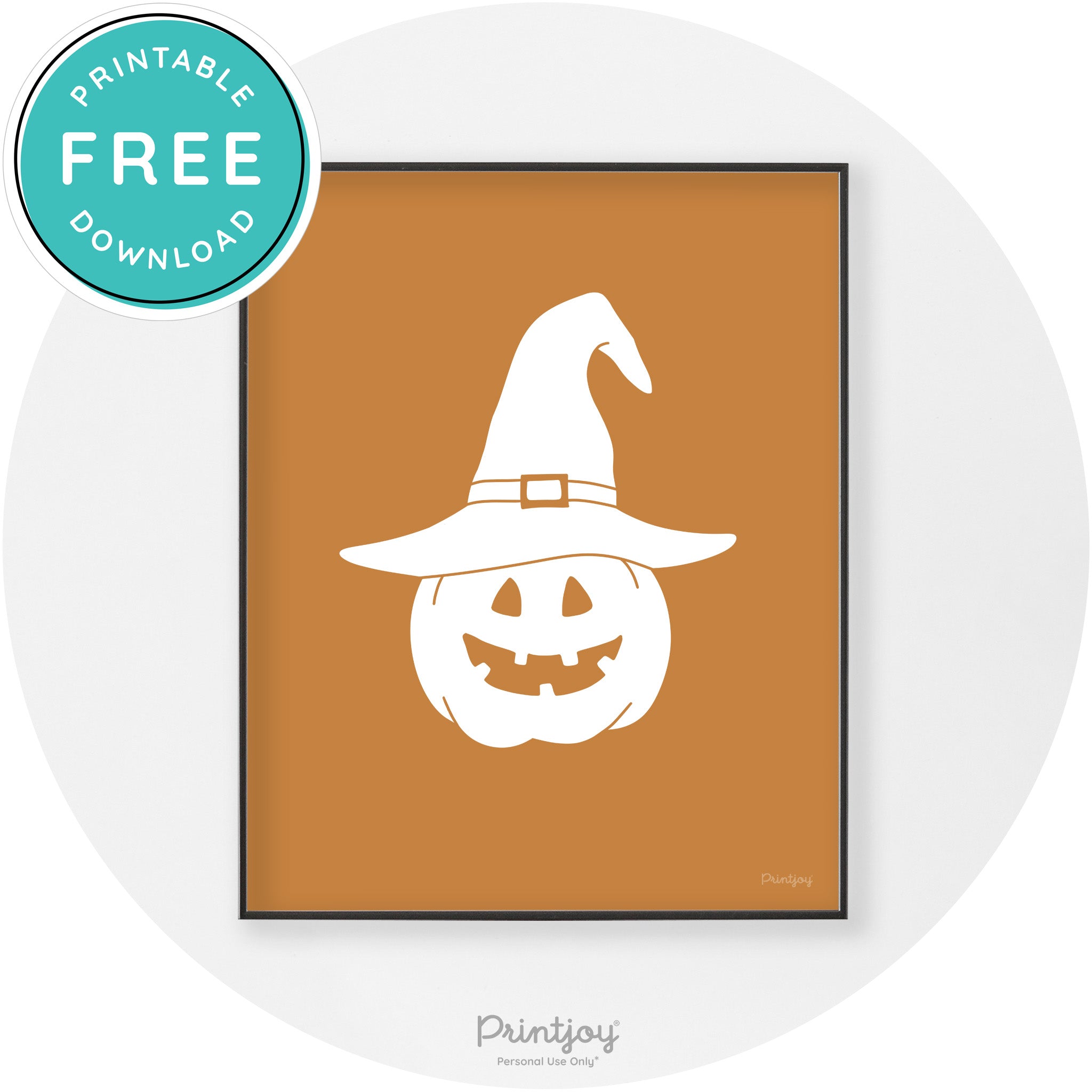 Halloween Cute Witch Jack O Lantern Chic Wall Art Printable - Printjoy