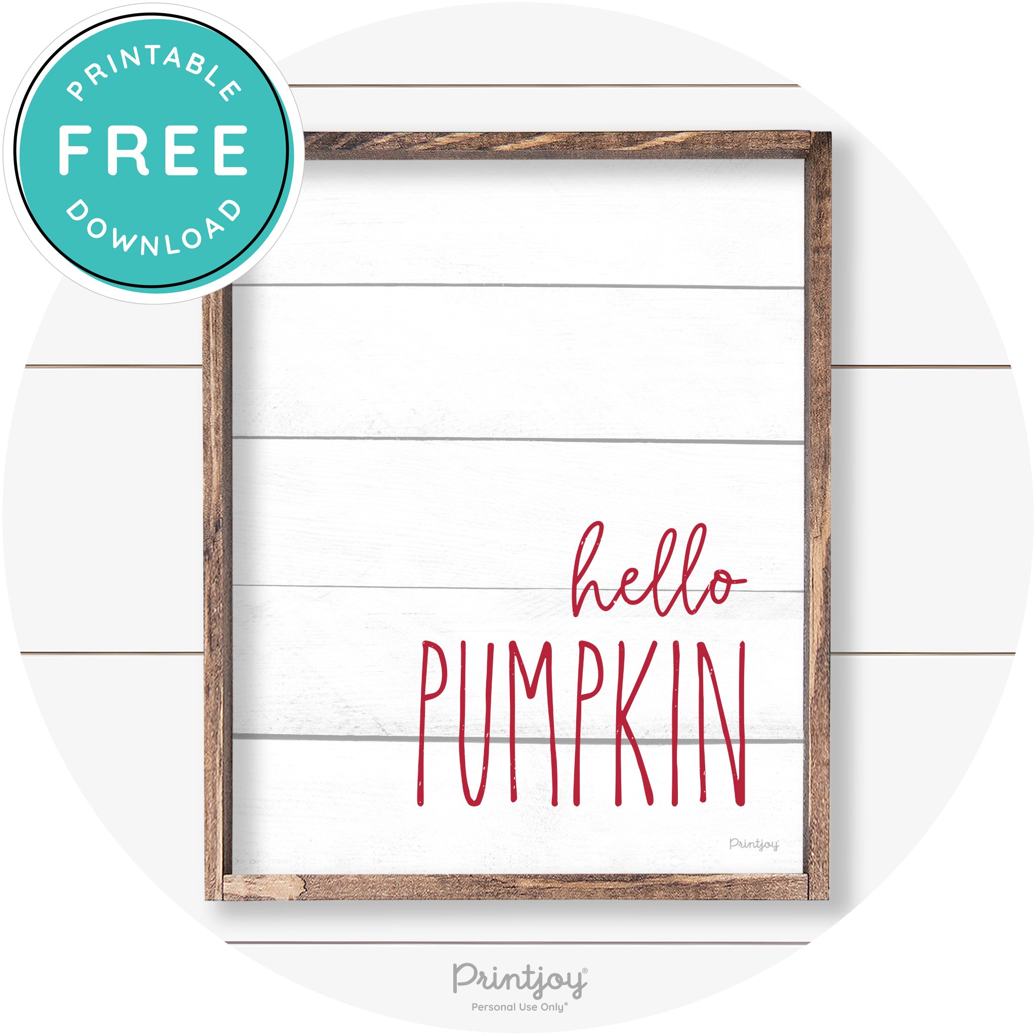 Hello Pumpkin Cute Fun Simple Farmhouse Wall Art Free Printable - Printjoy