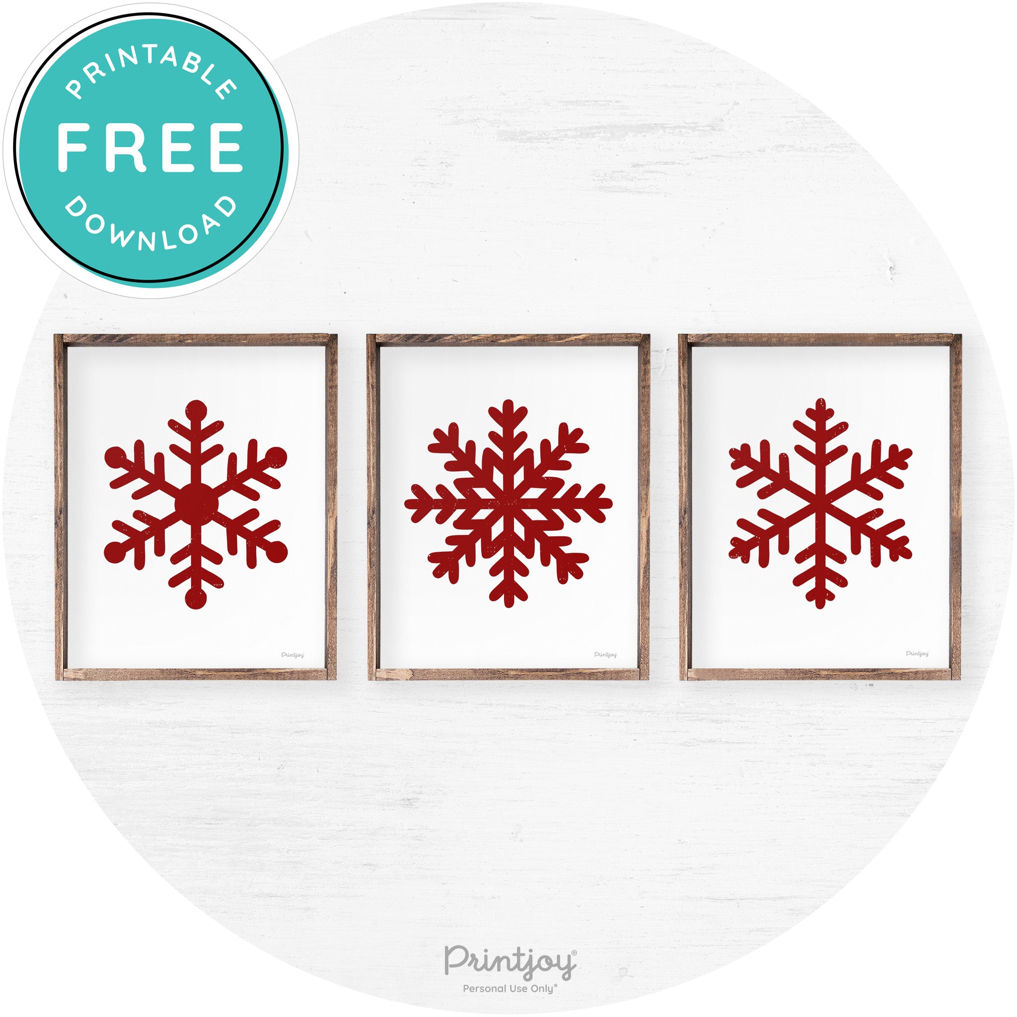 Snowflake Silhouettes Set Of 3 Christmas Farmhouse Art Free Printable - Printjoy