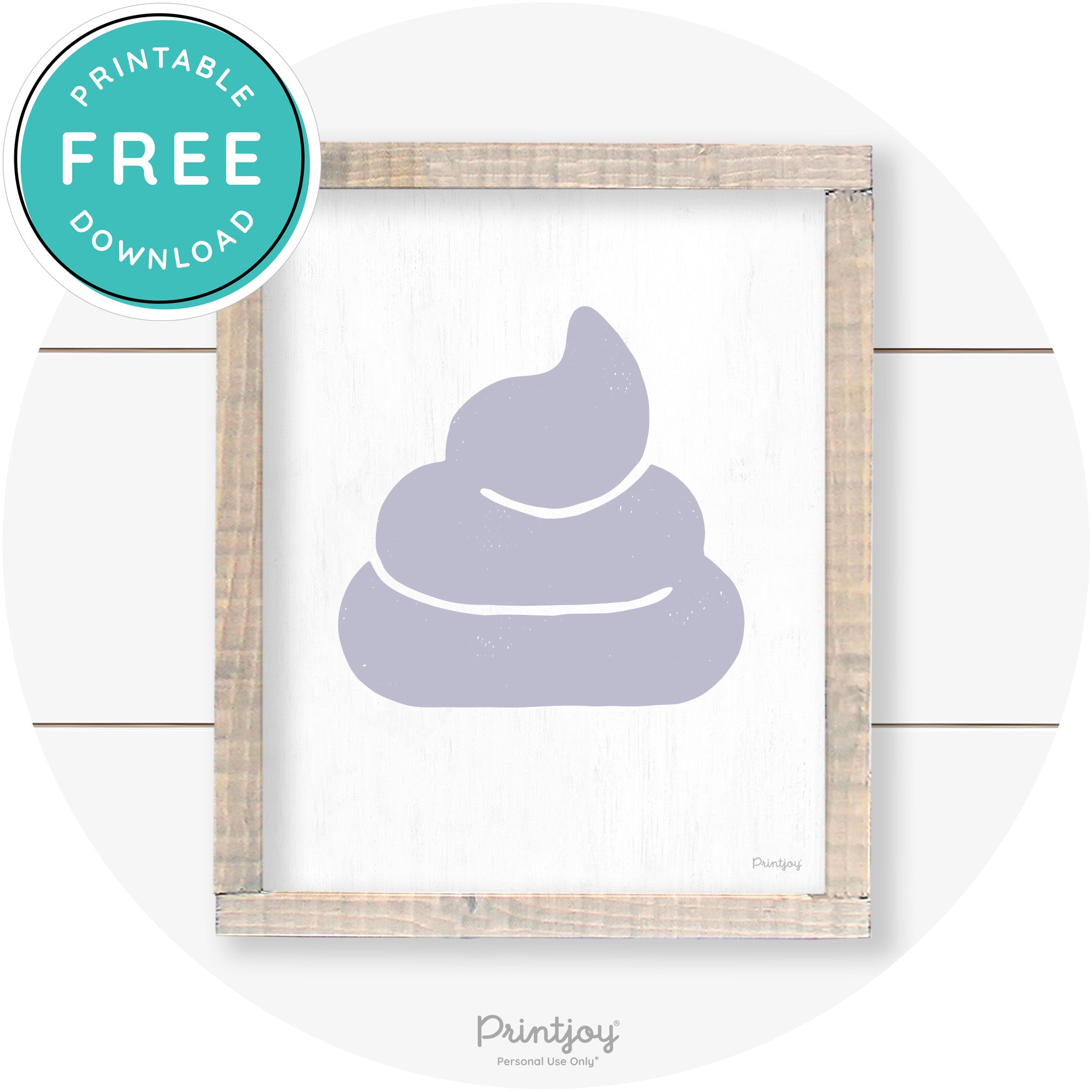 Poop Emoji Silhouette Funny Bathroom Sign Wall Art Free Printable - Printjoy