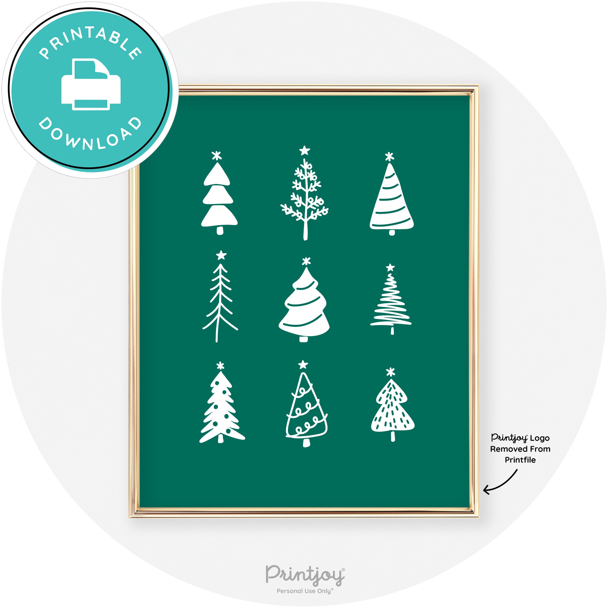 Christmas Trees Cute Modern Chic Wall Art Decor Free Printable - Printjoy