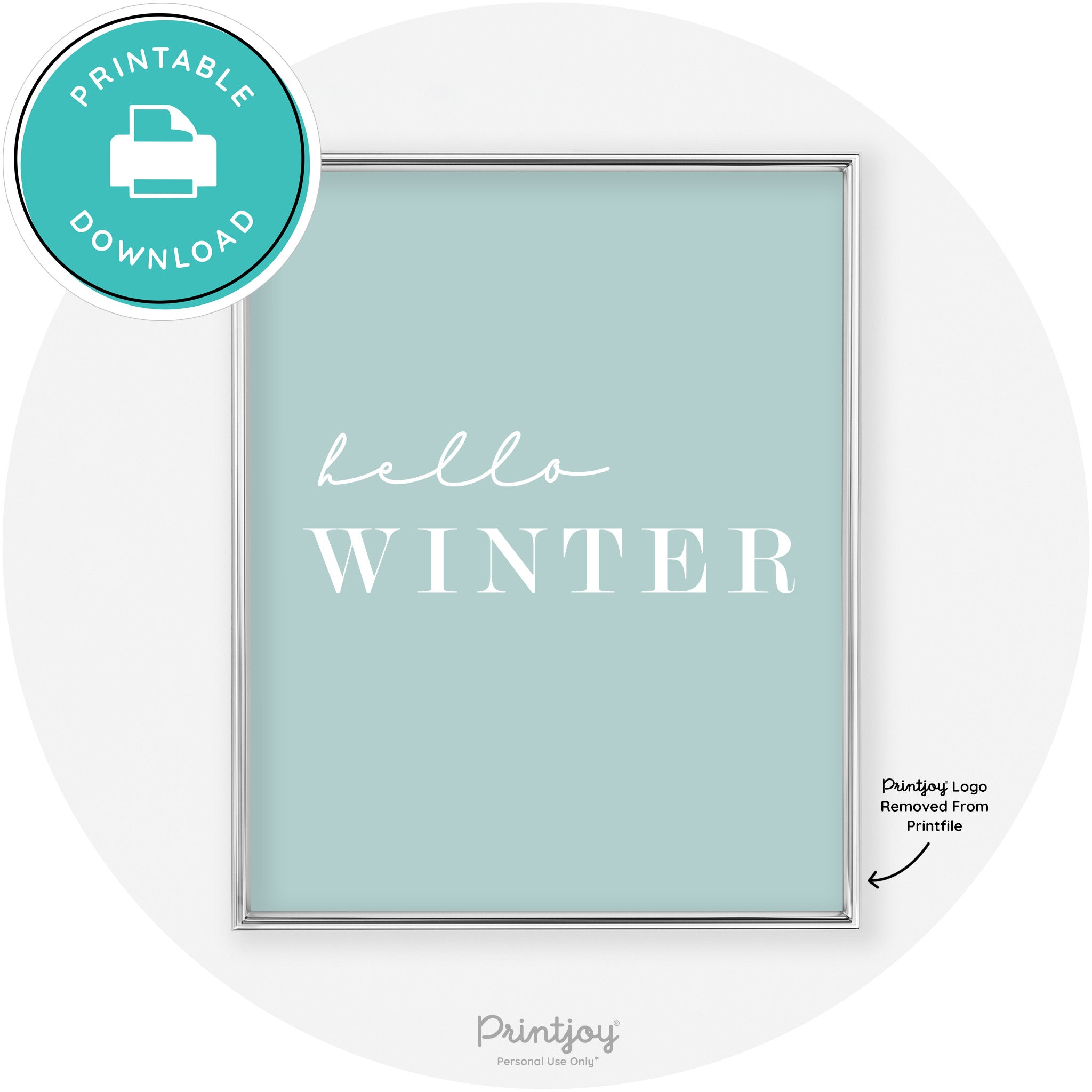 Hello Winter Cute Seasonal Modern Chic Wall Art Decor Free Printable - Printjoy