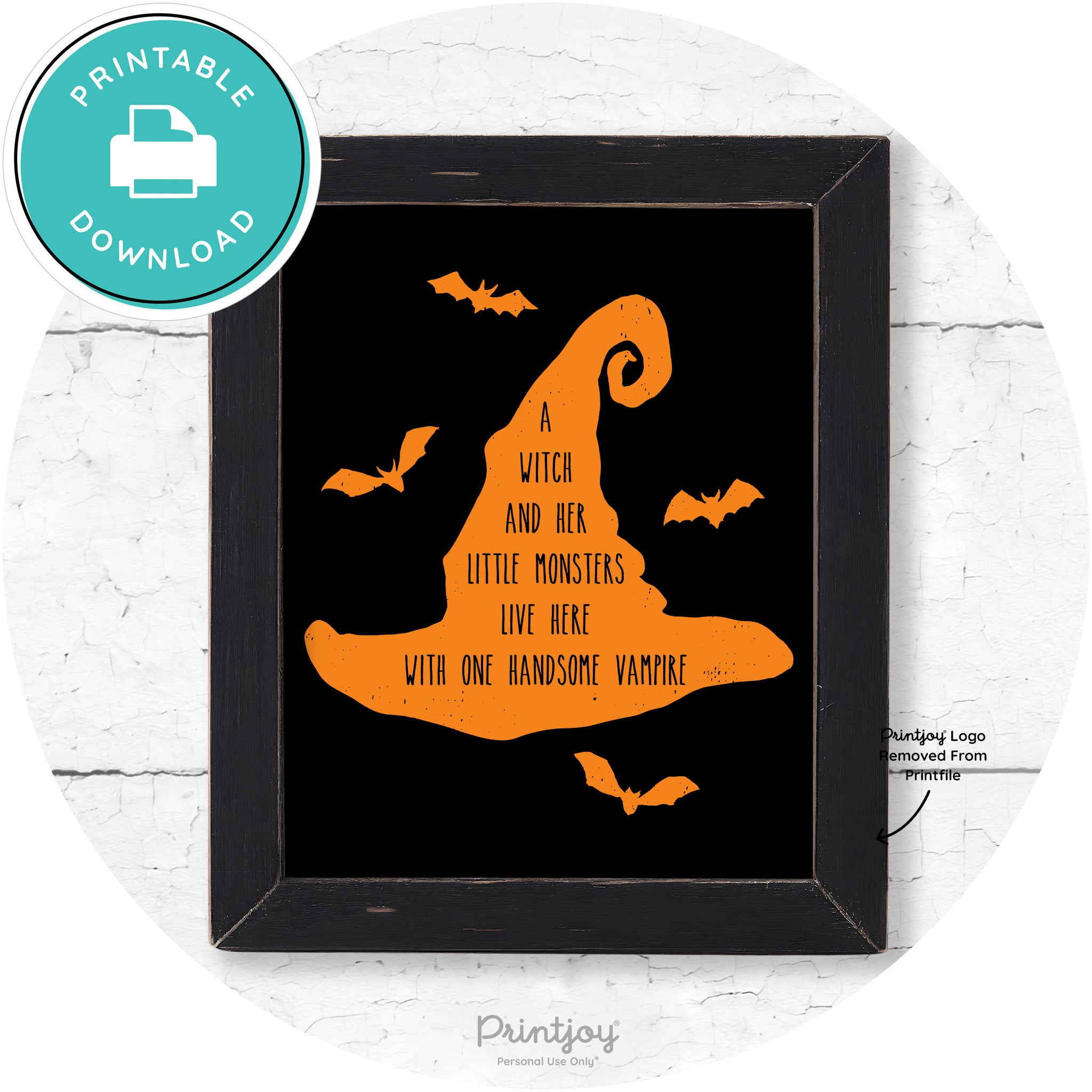 Fun Halloween Family Farmhouse Witch Hat Wall Art Free Printable - Printjoy