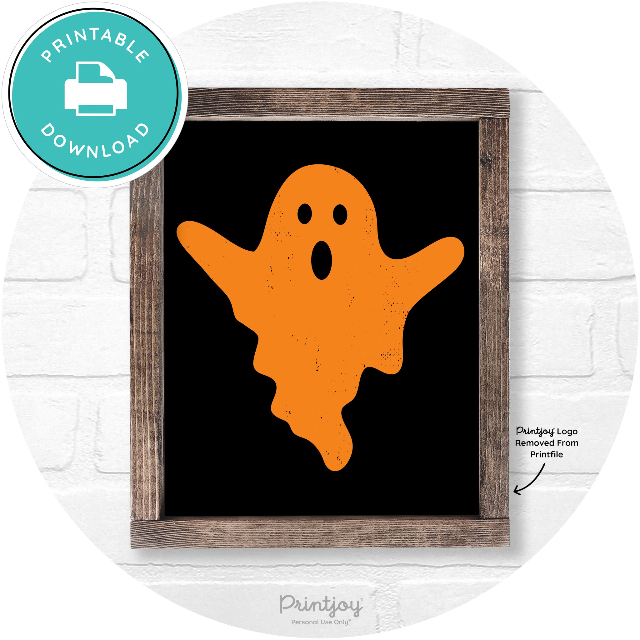 Halloween Cute Ghost Rustic Farmhouse Wall Art Free Printable - Printjoy