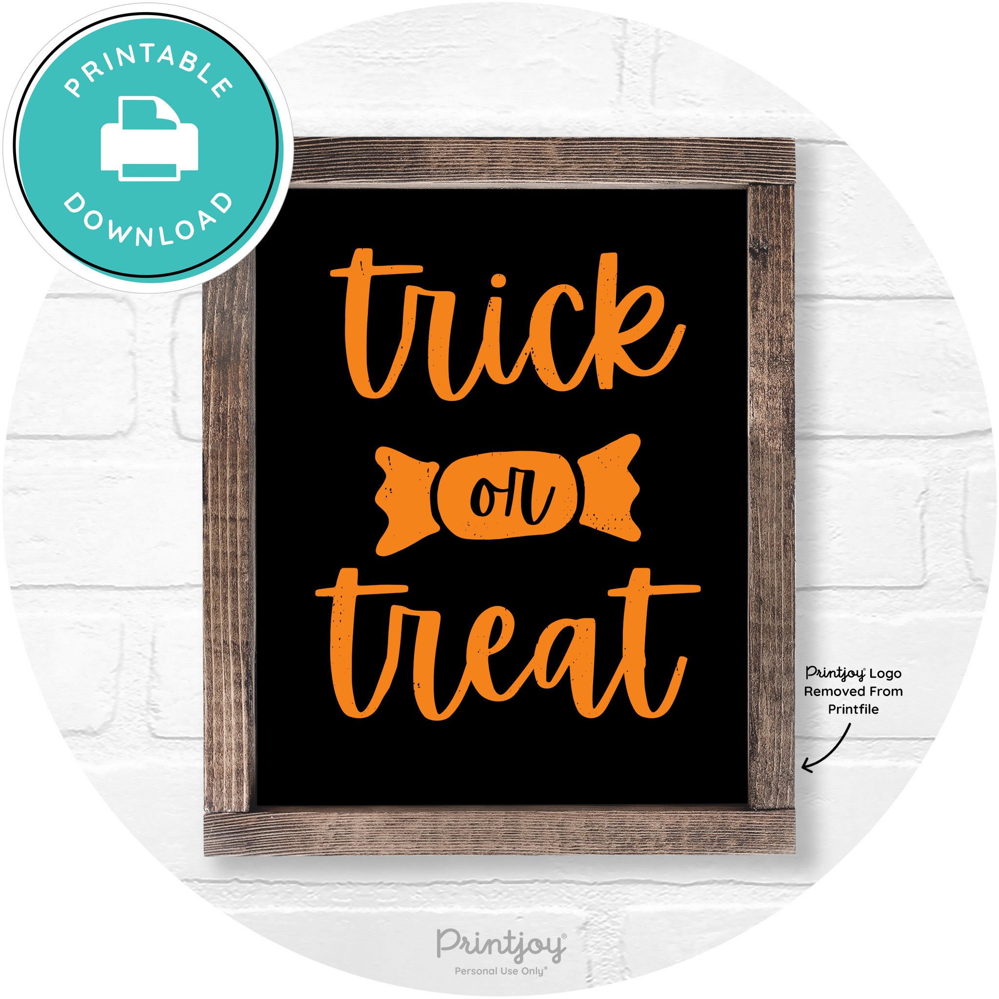 Trick Or Treat Halloween Rustic Farmhouse Wall Art Free Printable - Printjoy