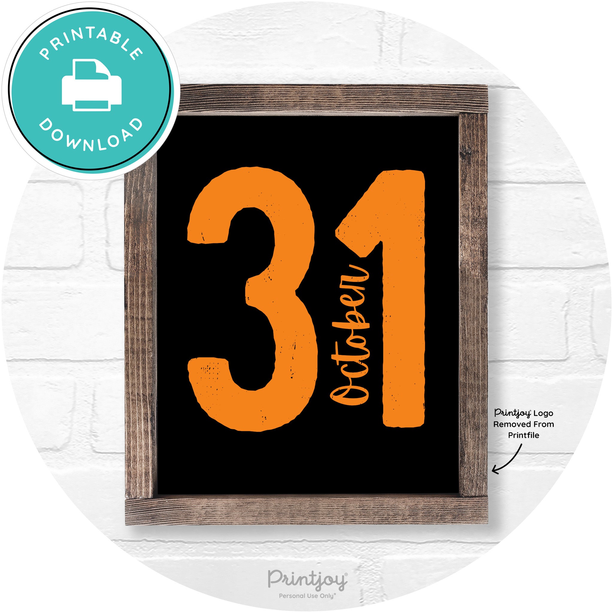 October 31 Halloween Rustic Farmhouse Wall Art Free Printable - Printjoy
