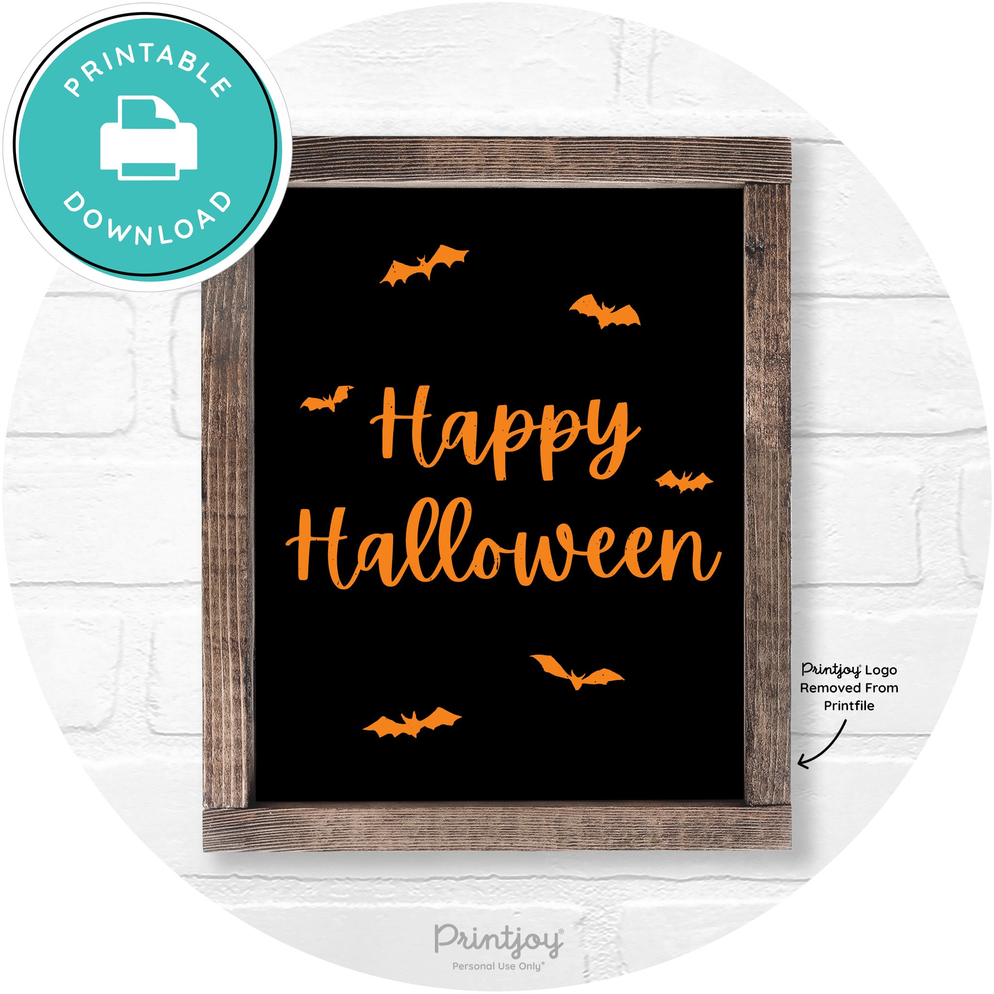 Happy Halloween Bats Rustic Farmhouse Wall Art Free Printable - Printjoy
