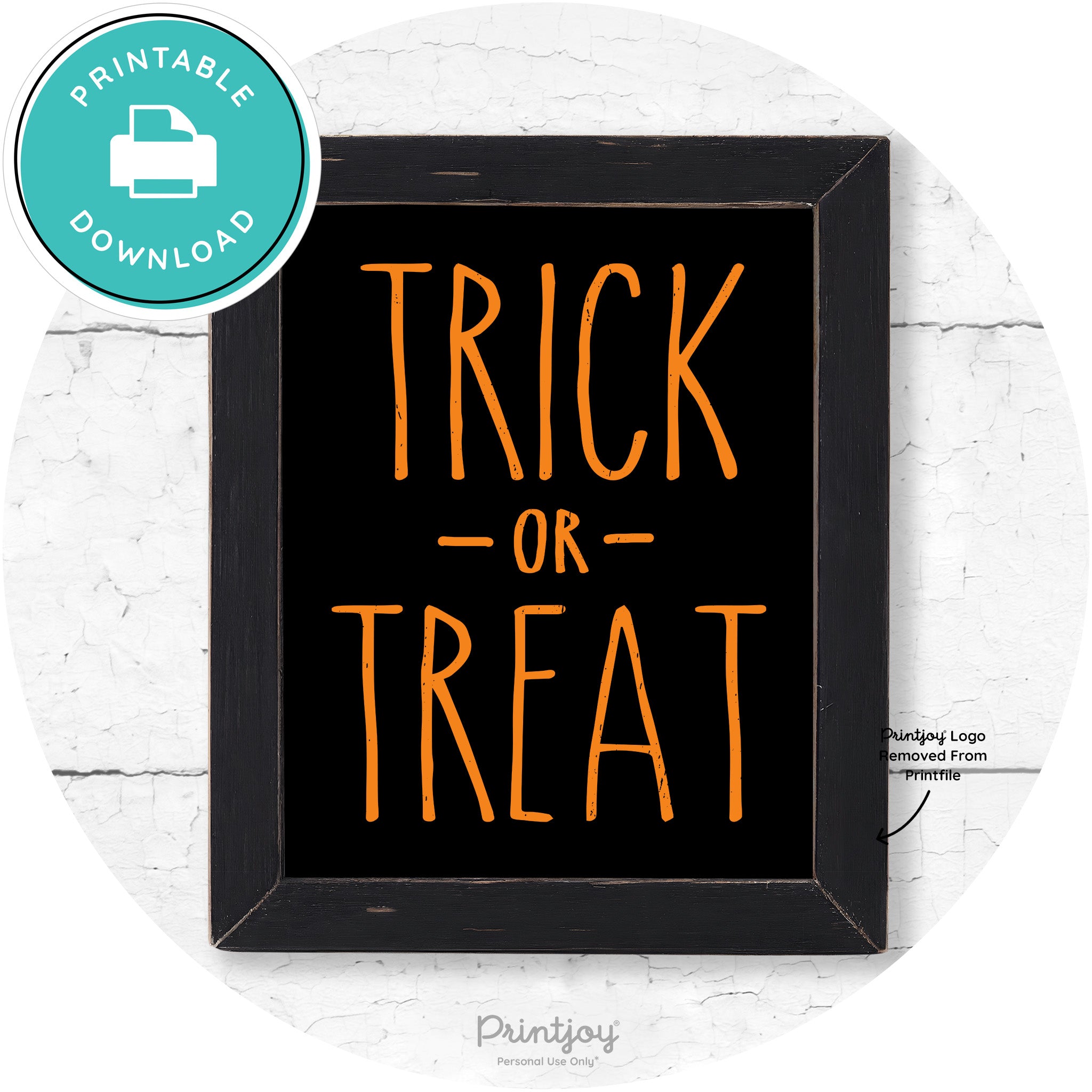 Trick Or Treat Lettering Farmhouse Halloween Wall Art Free Printable - Printjoy