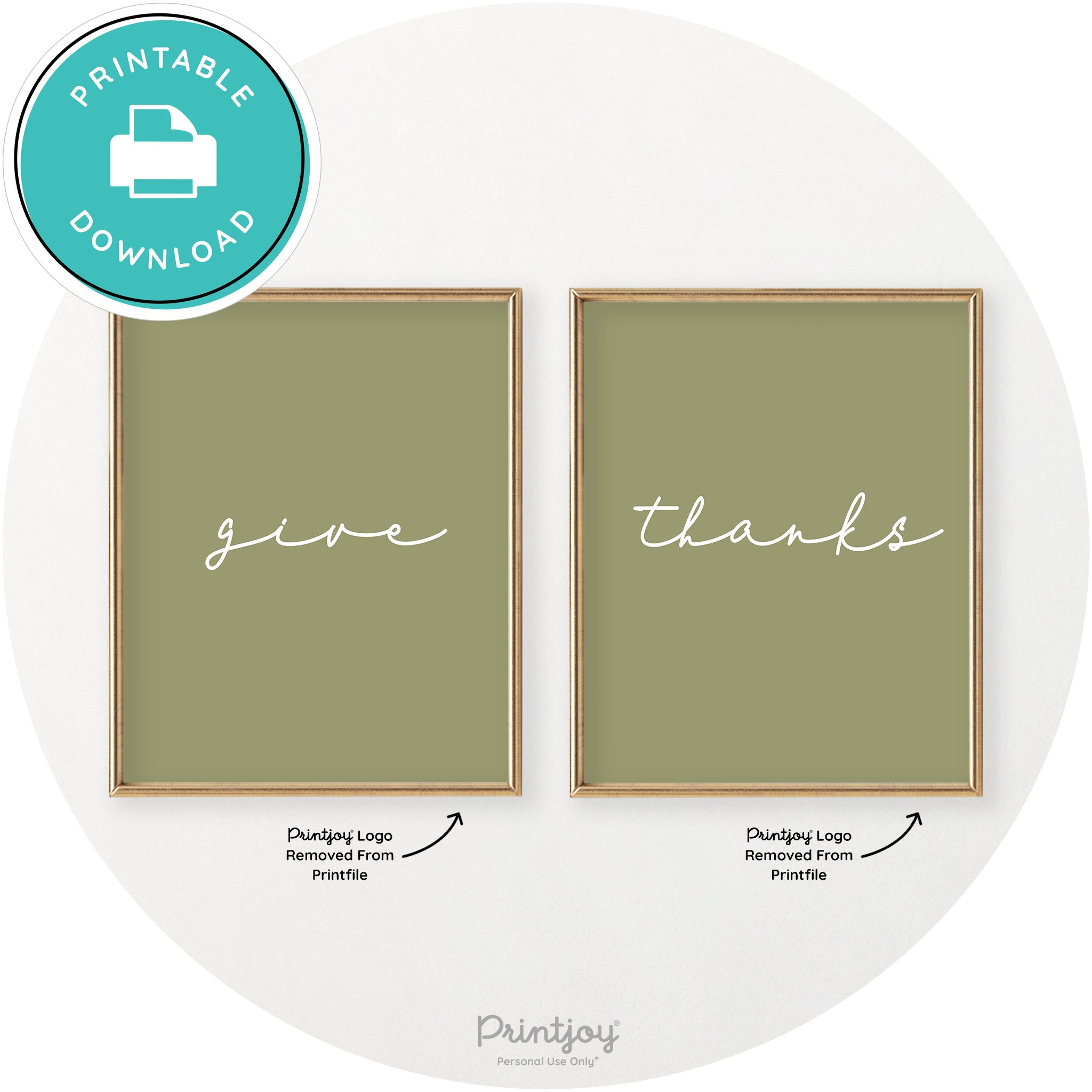 Give Thanks Set Of 2 Thanksgiving Chic Wall Art Decor Free Printable - Printjoy