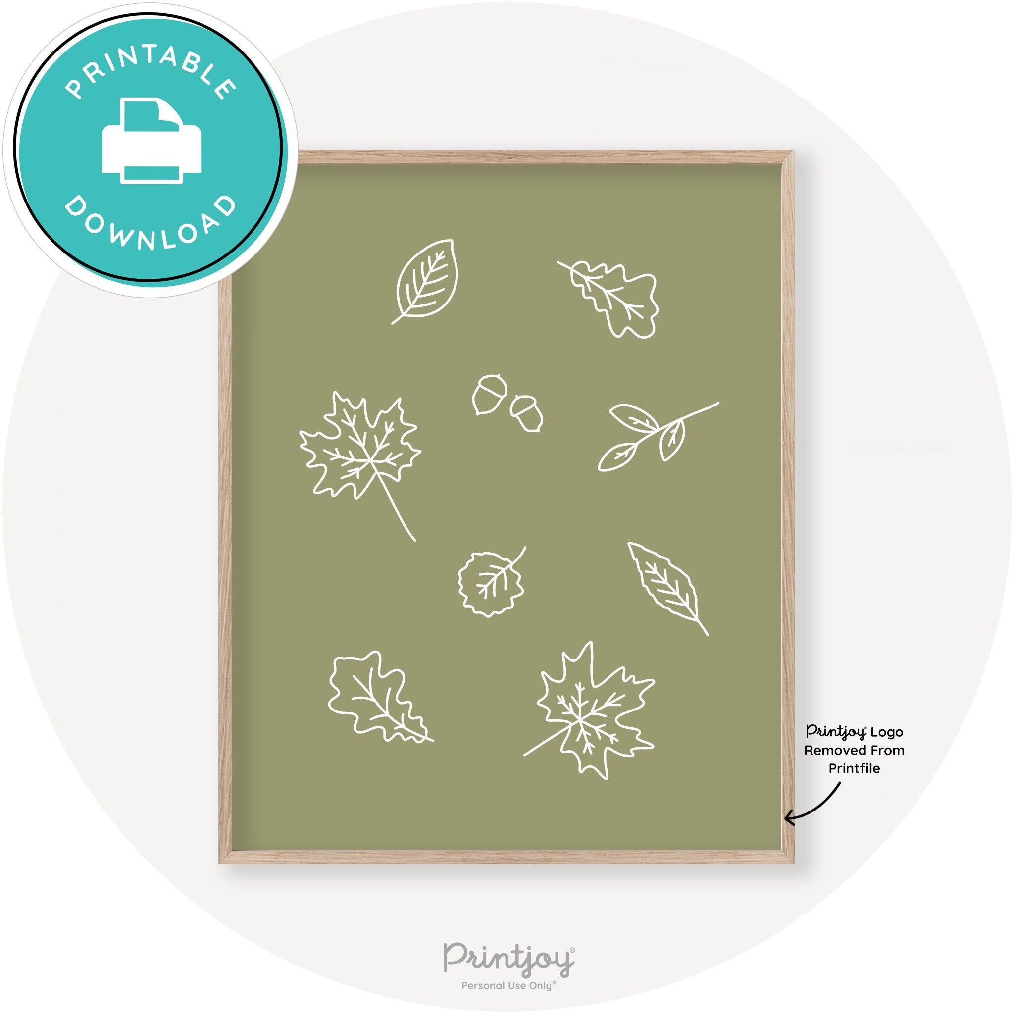 Fall Leaves Line Art Cute Fall Modern Chic Wall Art Printable - Printjoy