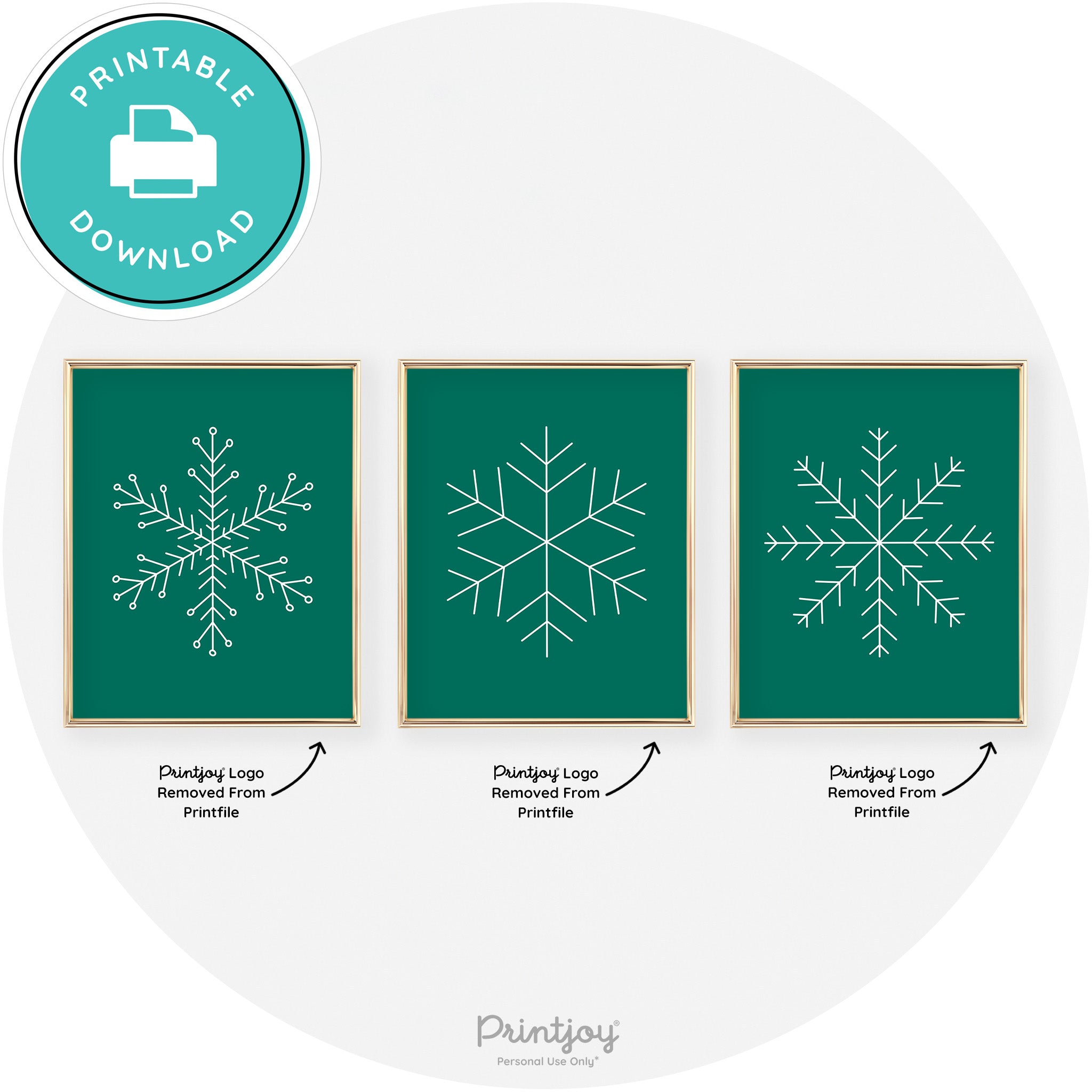 Snowflake Line Art Set Of 3 Cute Christmas Chic Wall Art Free Printable - Printjoy