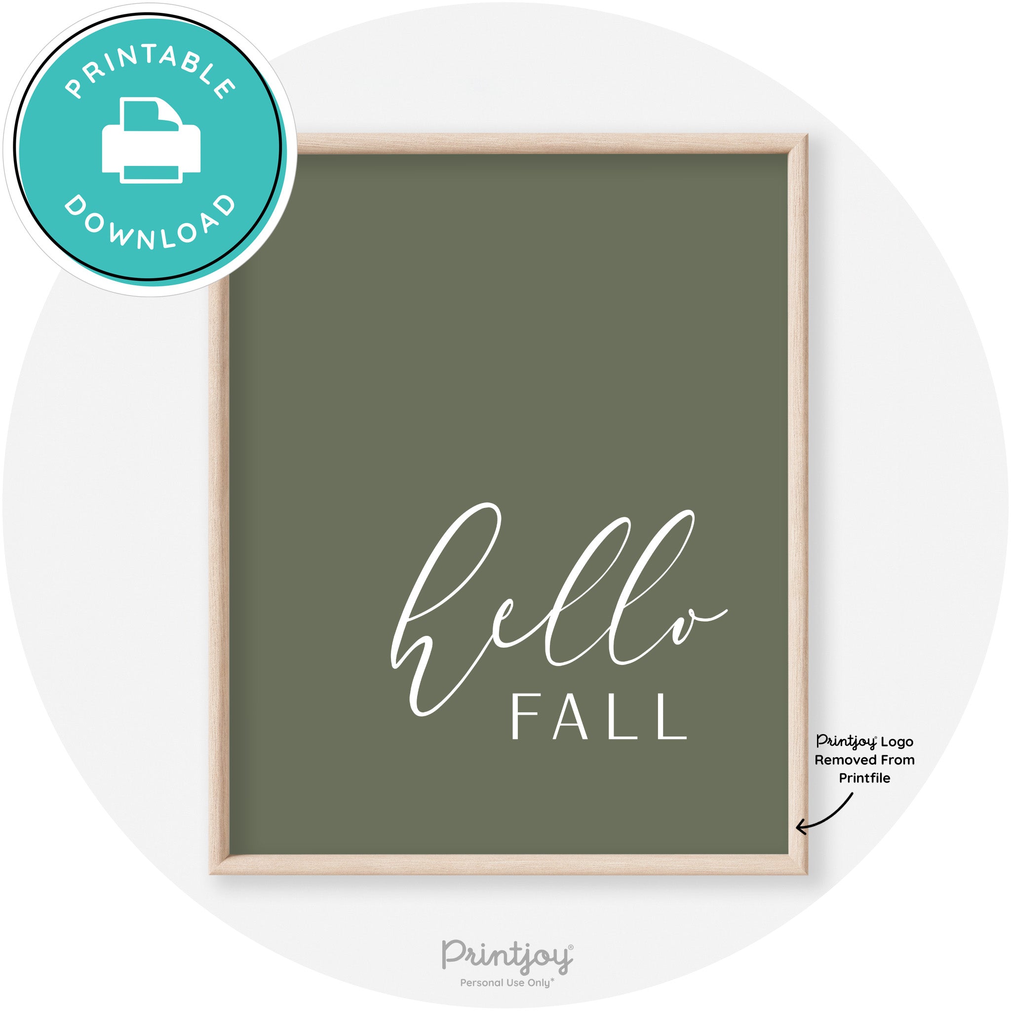 Hello Fall Cursive Modern Transitional Fall Wall Art Decor Free Printable - Printjoy