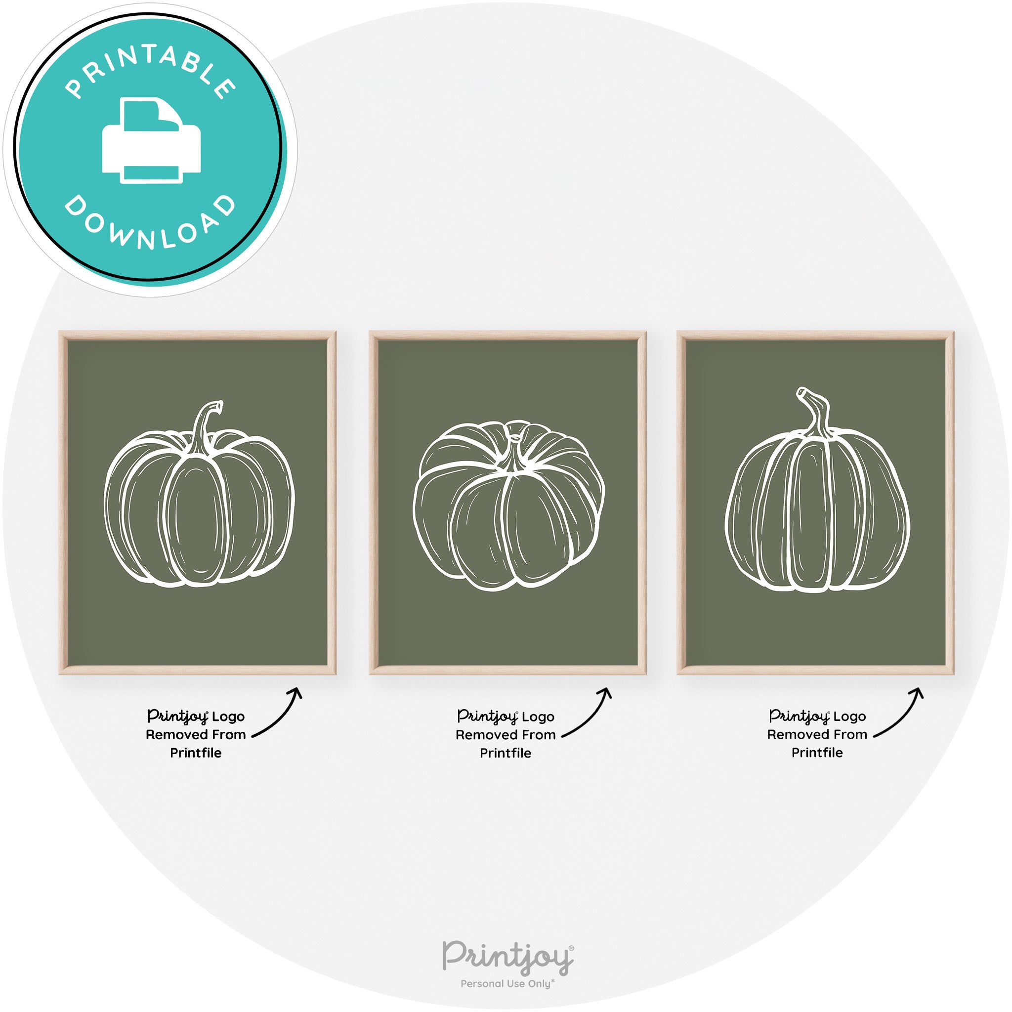 Pumpkin Drawings Set Of 3 Modern Transitional Wall Art Free Printable - Printjoy