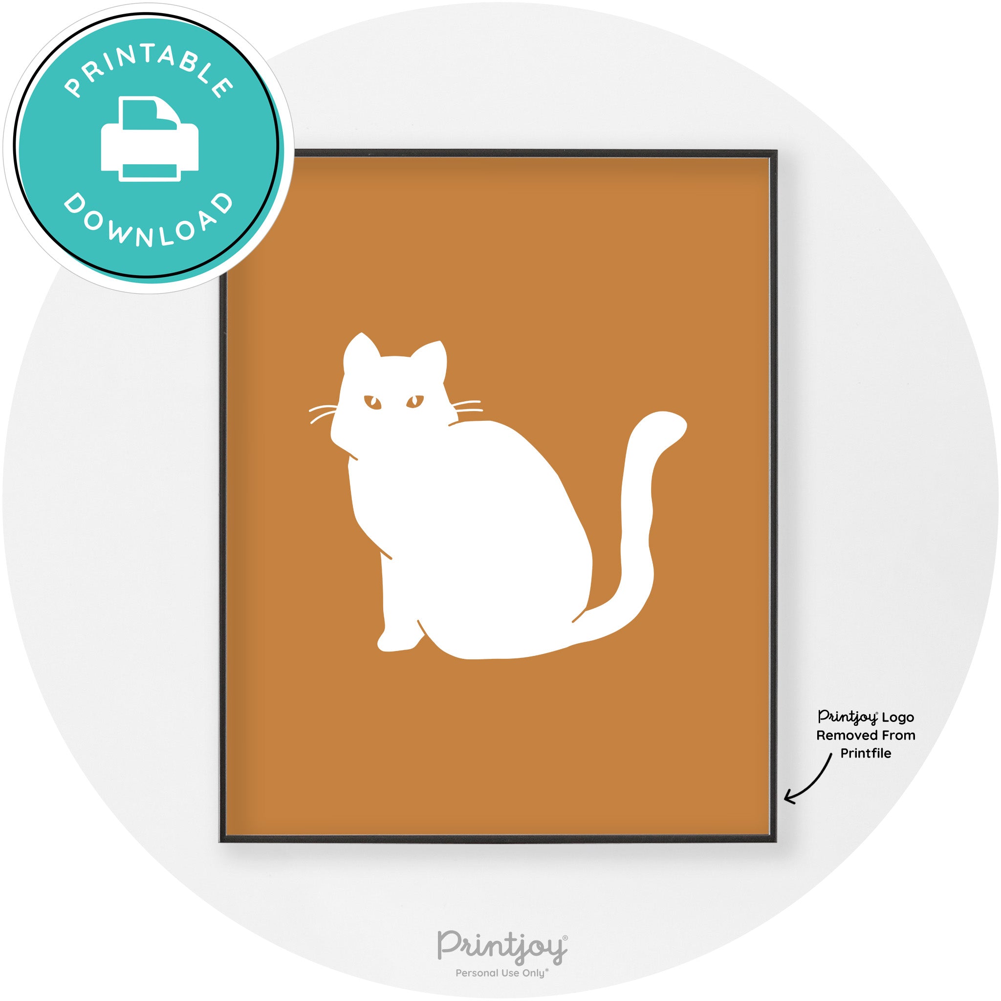 Halloween Spooky Cat Modern Chic Wall Art Decor Printable - Printjoy