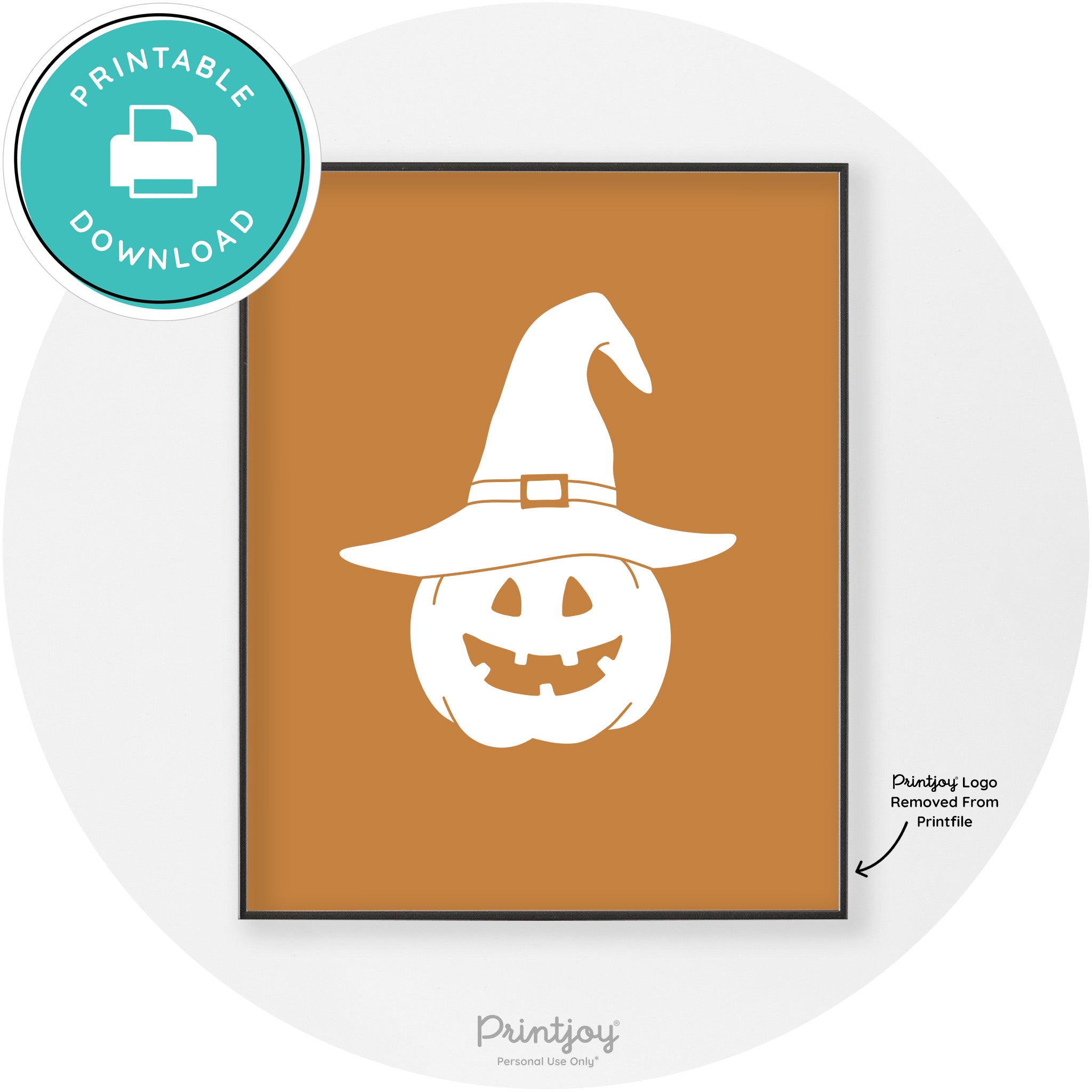 Halloween Cute Witch Jack O Lantern Chic Wall Art Printable - Printjoy
