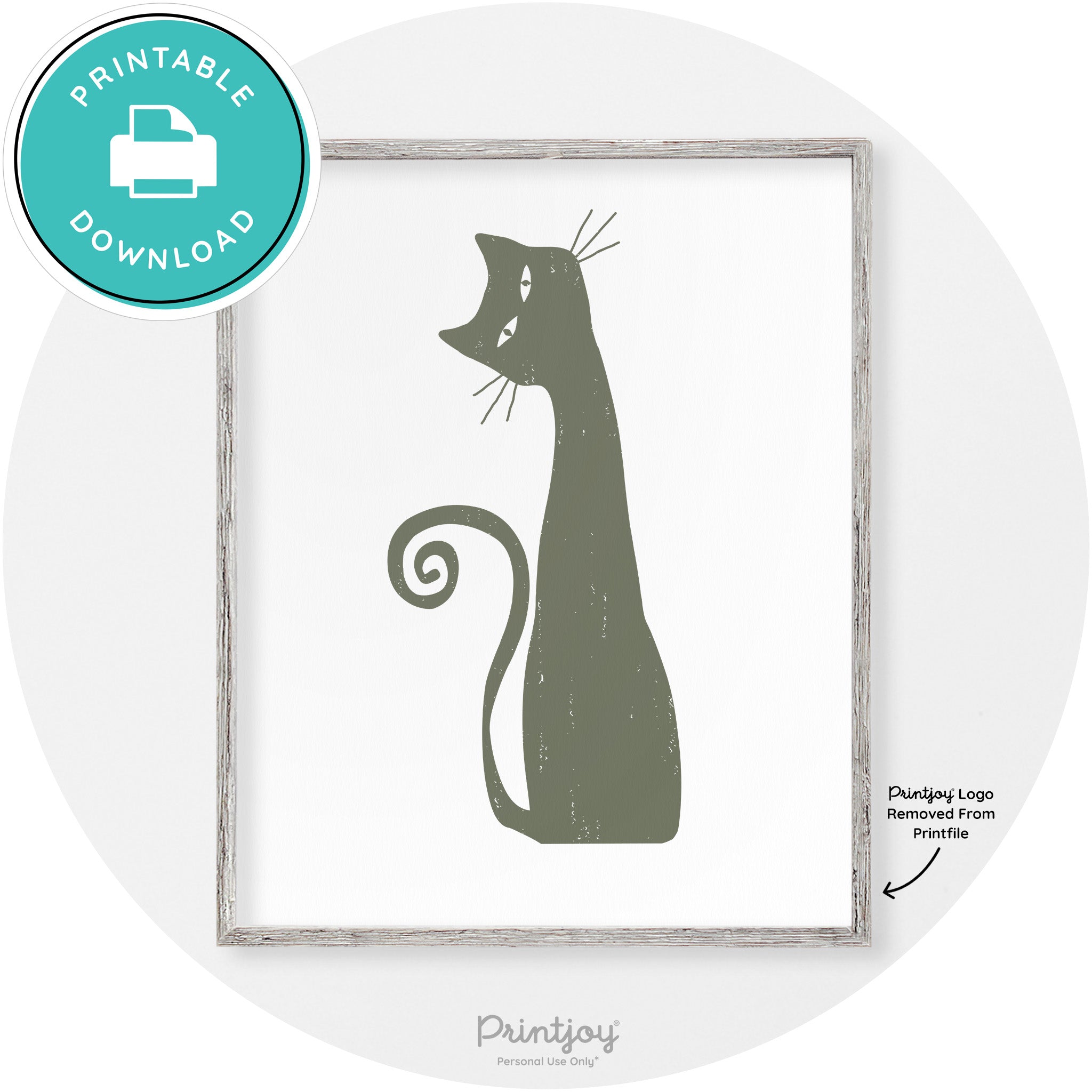 Creepy Skinny Cat Modern Vintage Halloween Wall Art Free Printable - Printjoy