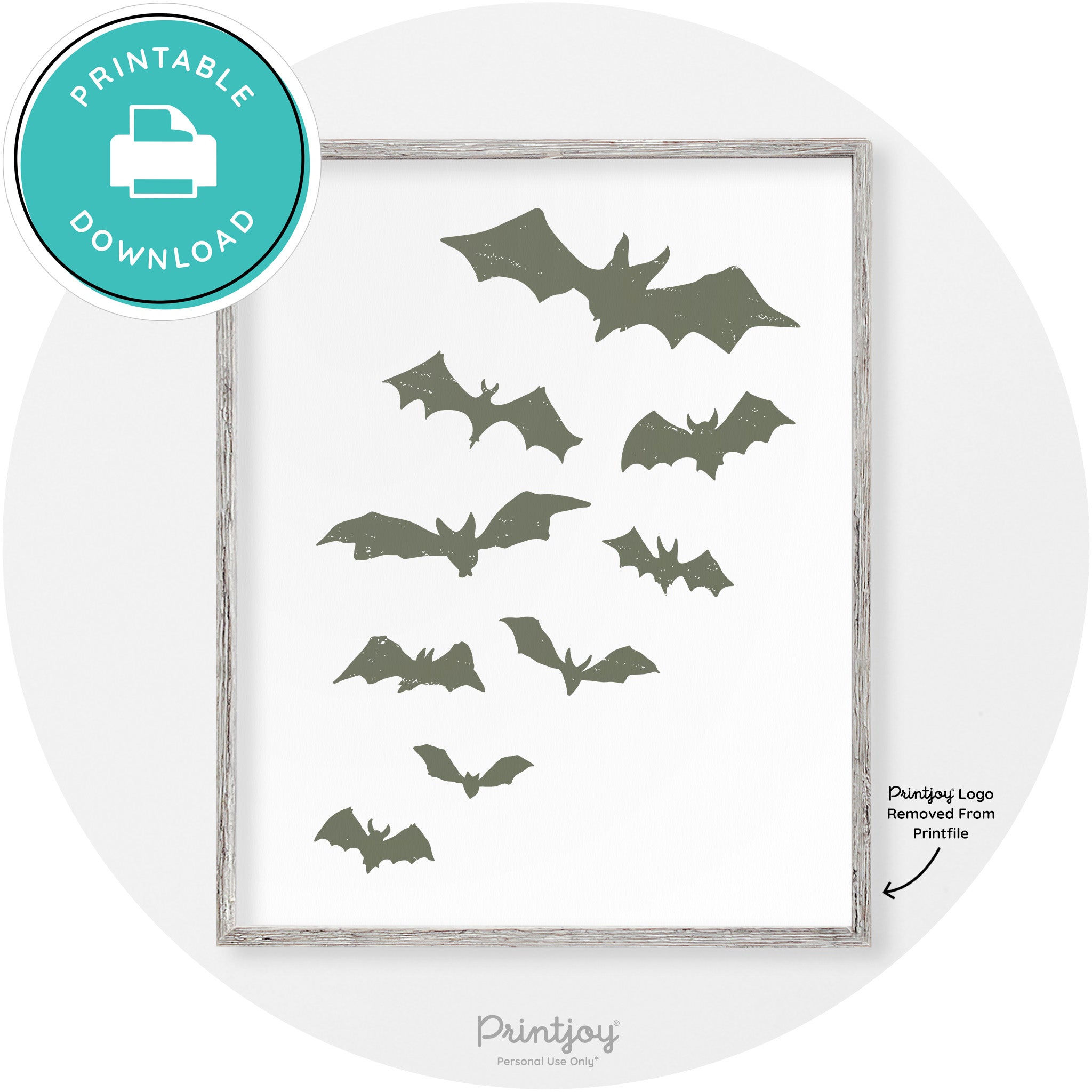Halloween Bats Silhouette Modern Vintage Wall Art Free Printable - Printjoy