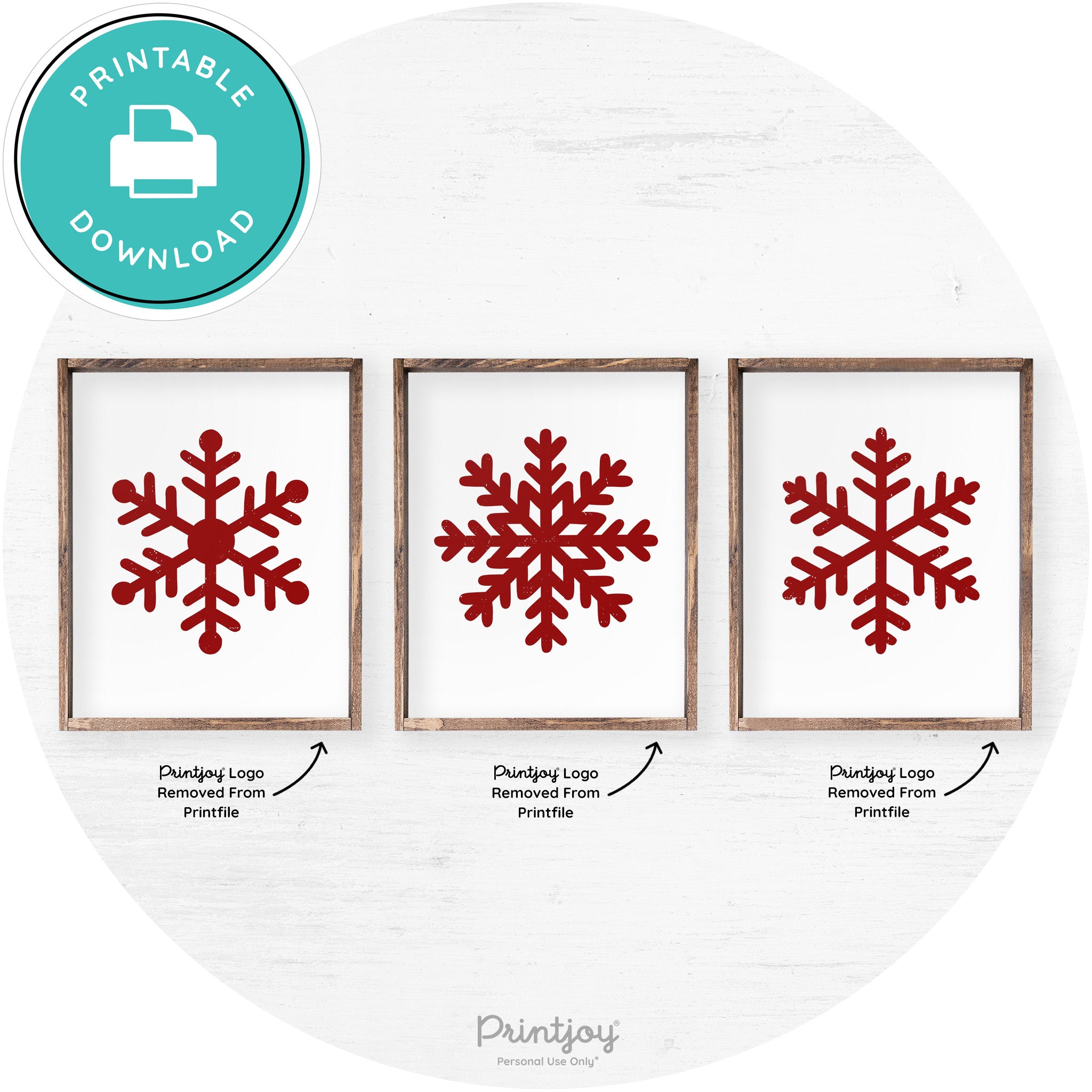 Snowflake Silhouettes Set Of 3 Christmas Farmhouse Art Free Printable - Printjoy