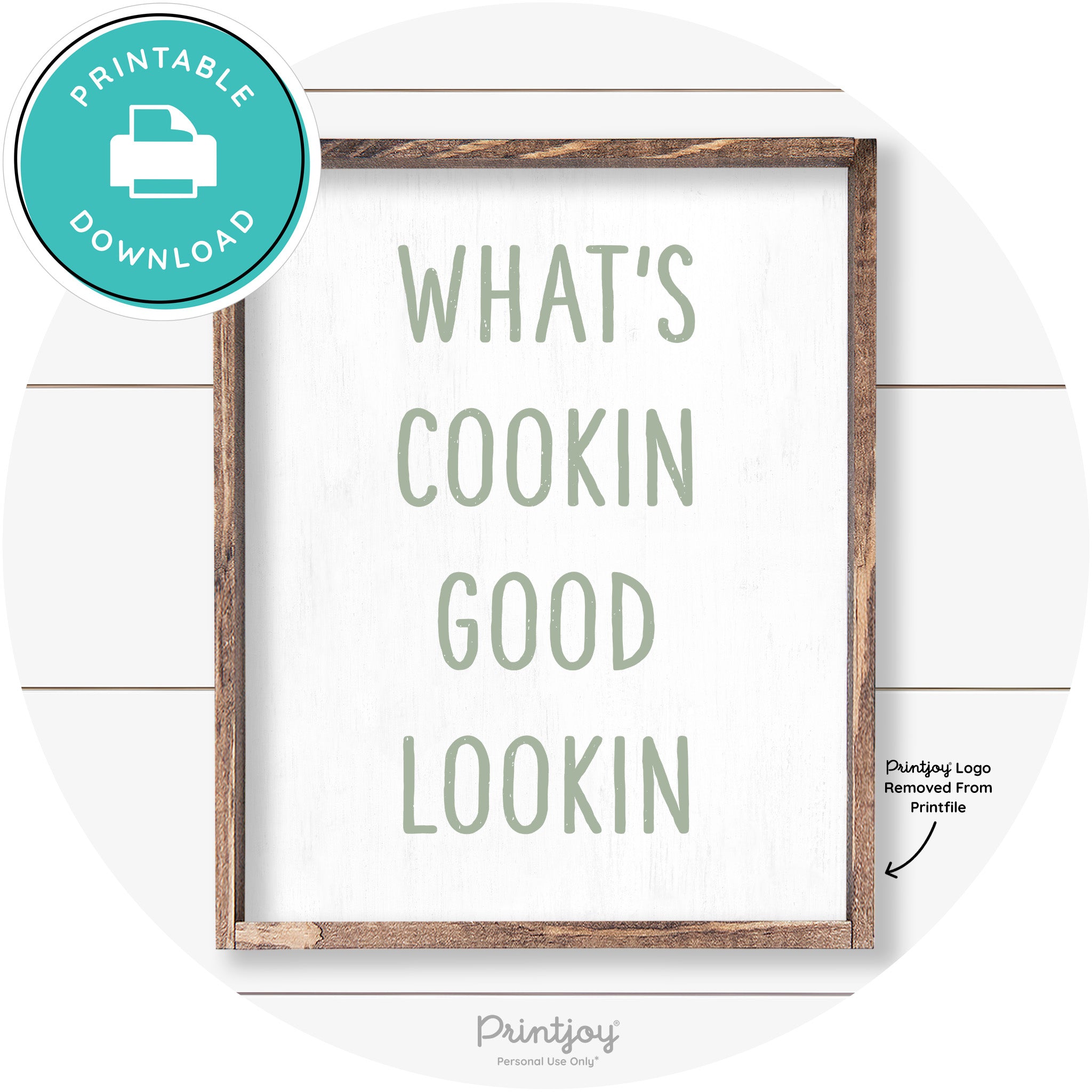 What's Cookin Good Lookin Farmhouse Kitchen Wall Art Free Printable - Printjoy