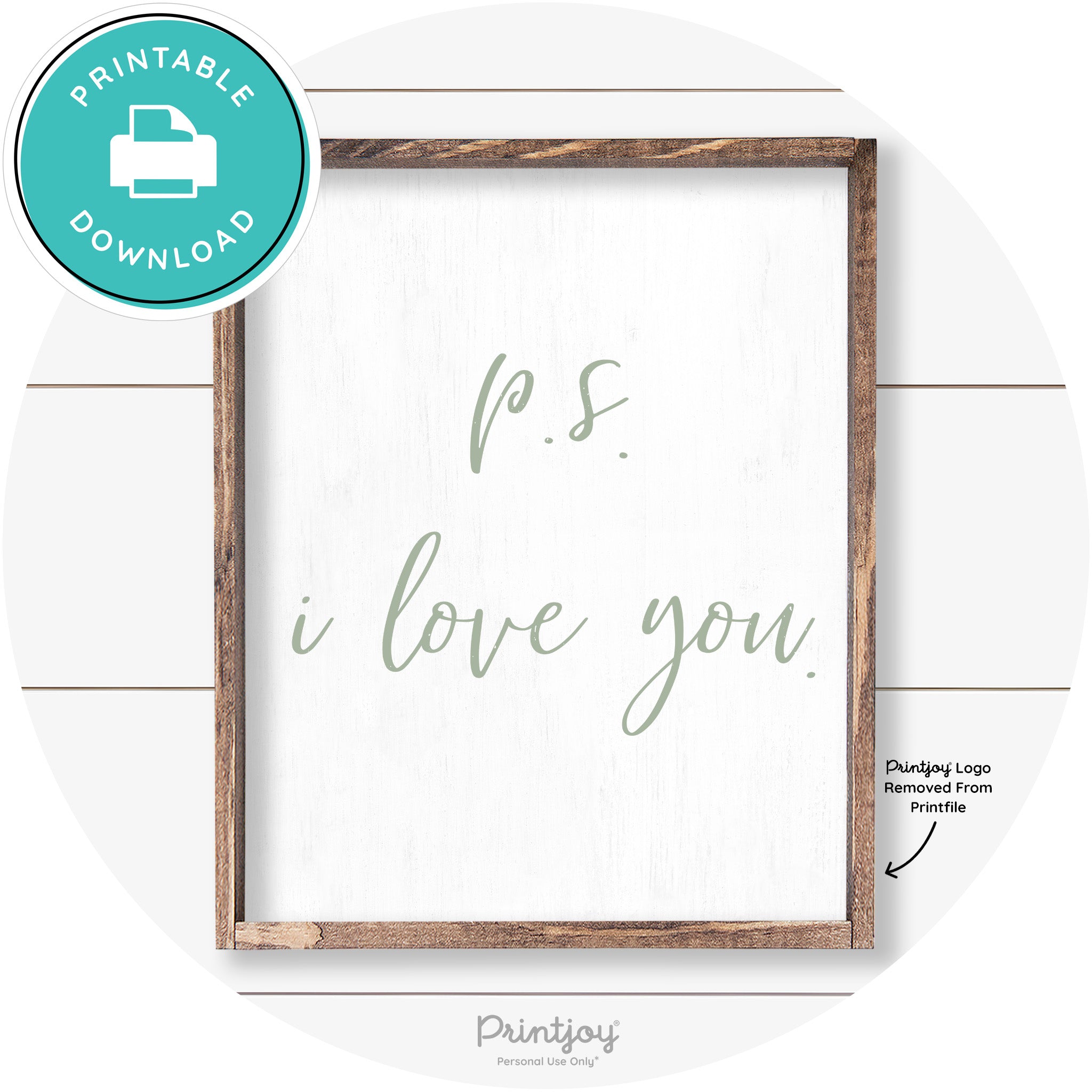 P.S. I Love You Cute Couples Farmhouse Wall Art Decor Free Printable - Printjoy