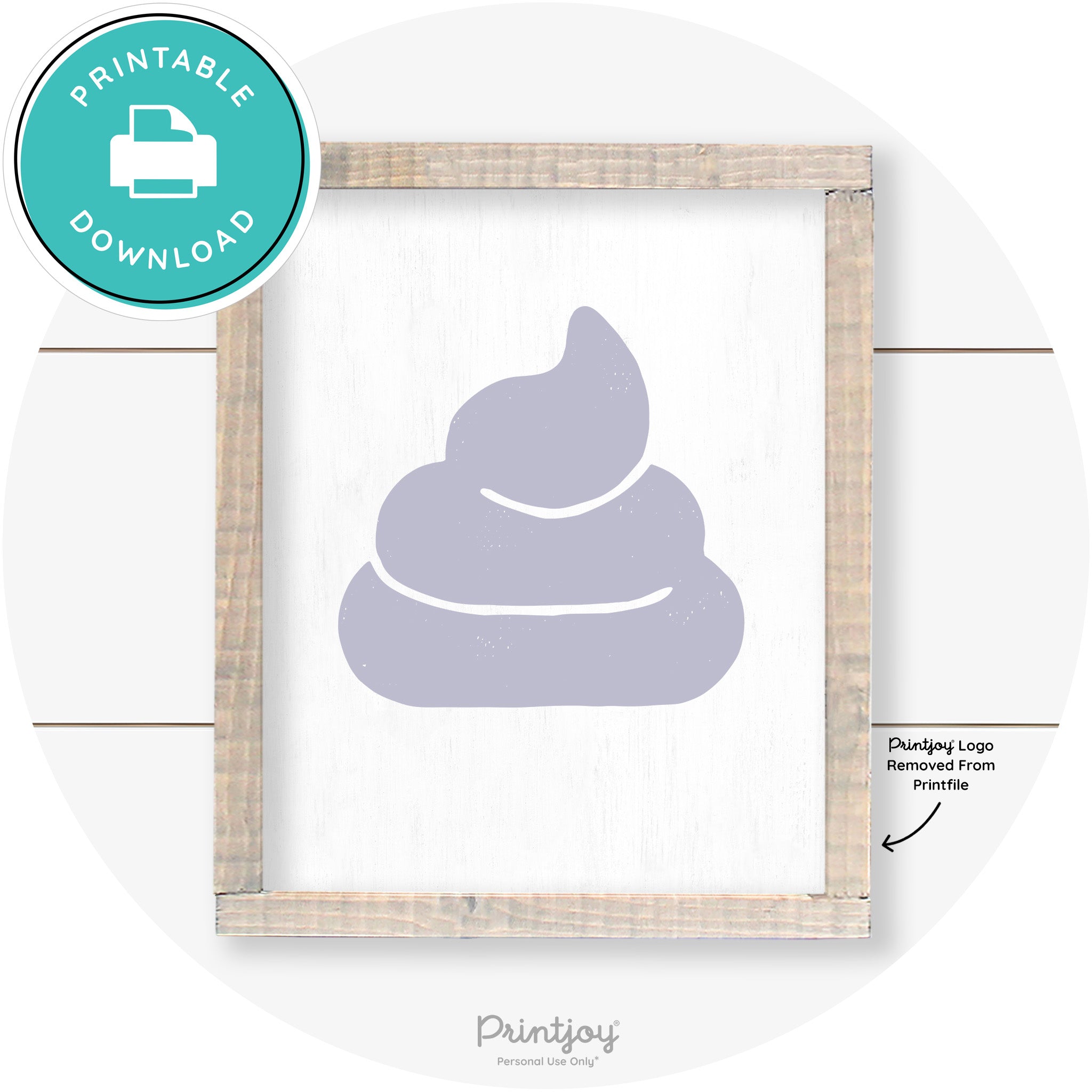 Poop Emoji Silhouette Funny Bathroom Sign Wall Art Free Printable - Printjoy