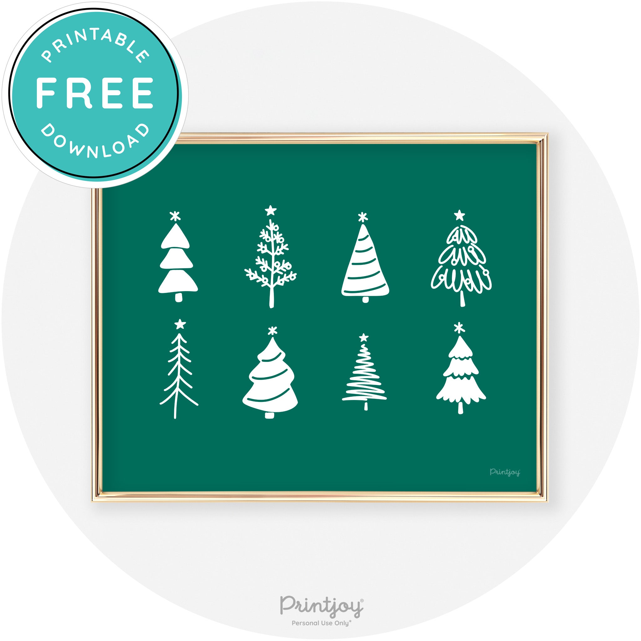 Christmas Trees Cute Modern Chic Wall Art Decor Free Printable - Printjoy