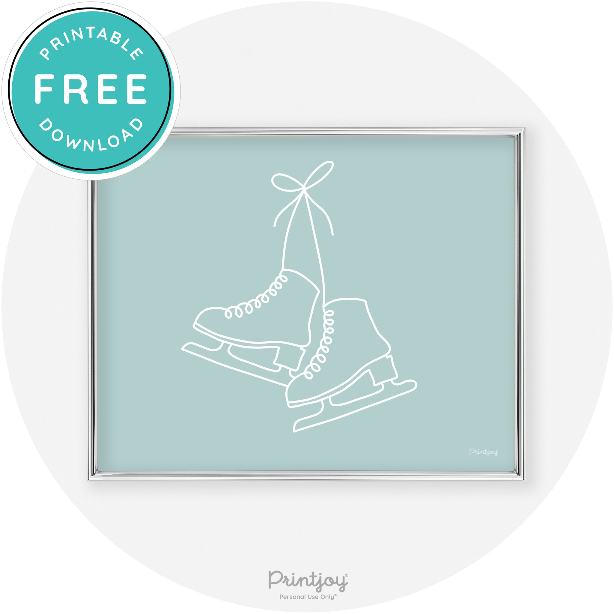 Ice Skates Line Art Cute Winter Modern Chic Wall Art Free Printable - Printjoy