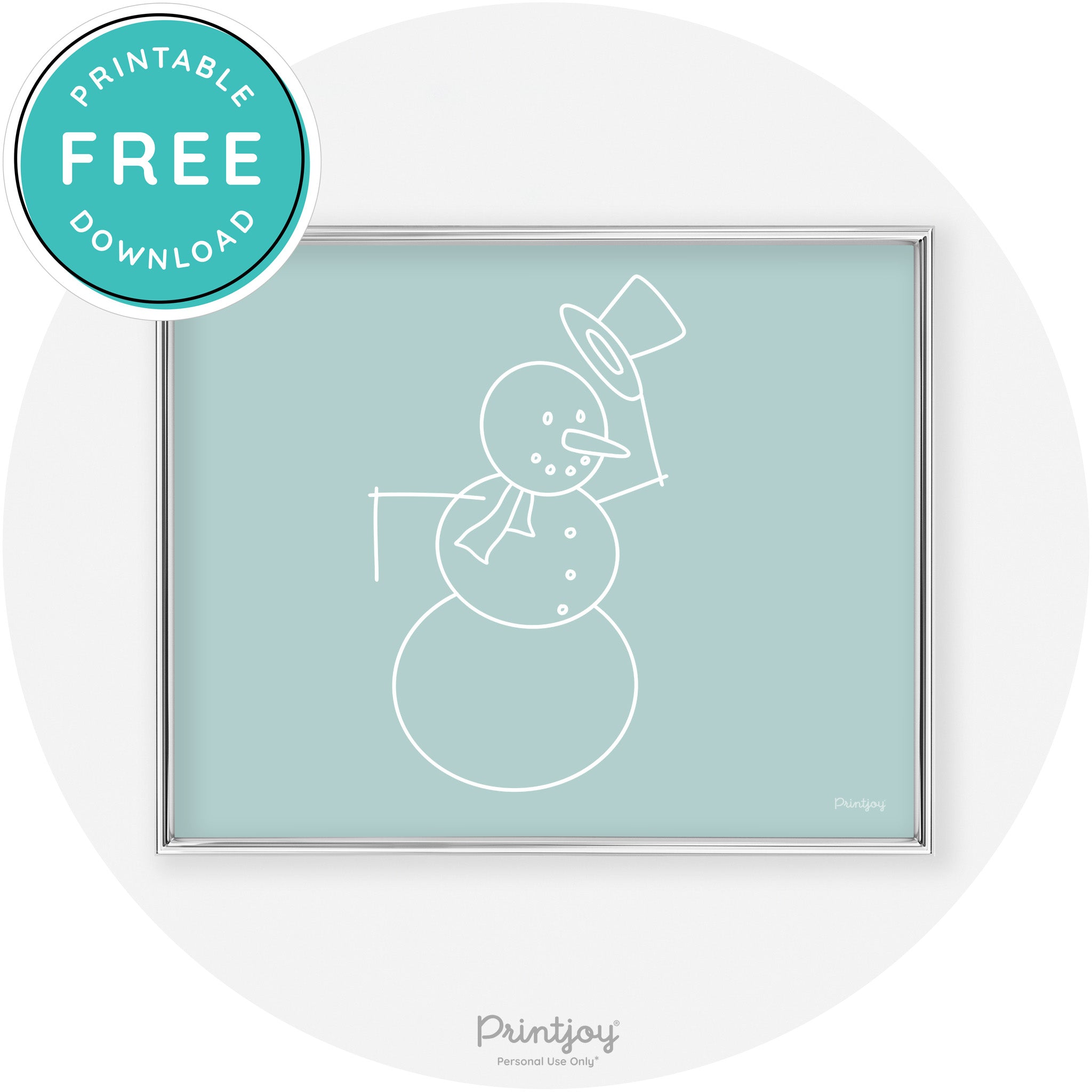 Snowman Line Art Cute Winter Modern Chic Wall Art Free Printable - Printjoy