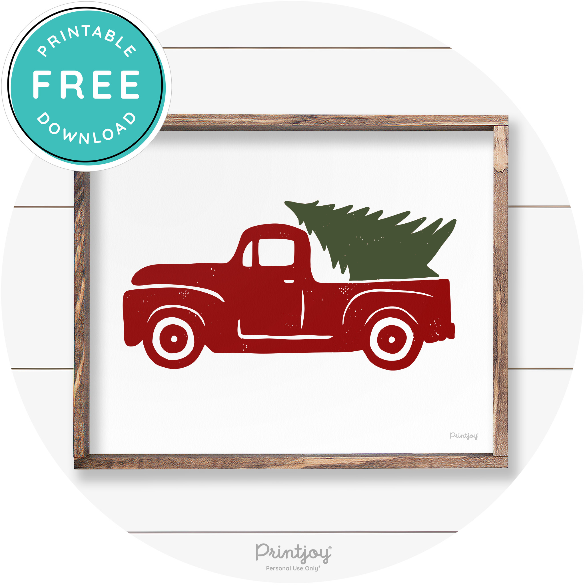 Truck Christmas Tree Old Fashioned Farmhouse Wall Art Free Printable - Printjoy
