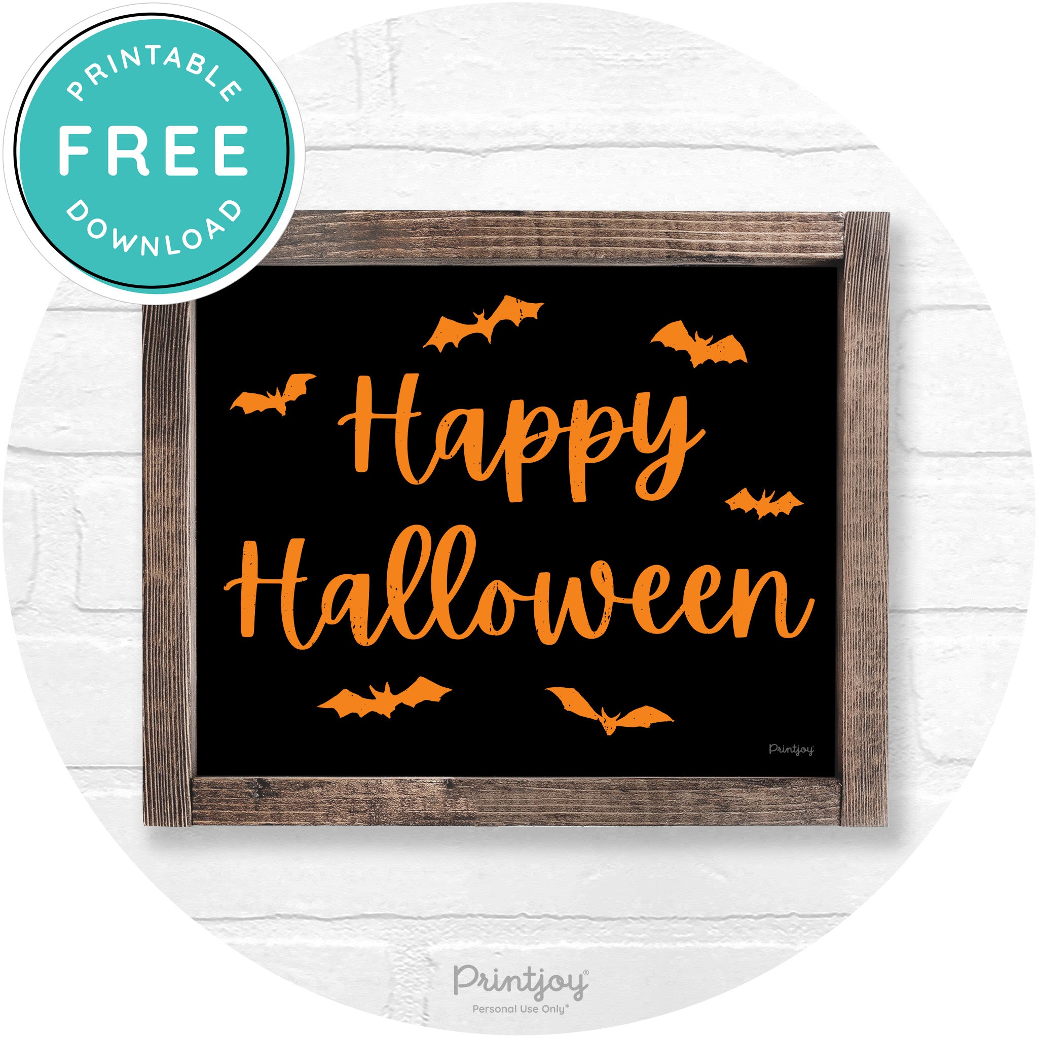 Happy Halloween Bats Rustic Farmhouse Wall Art Free Printable - Printjoy