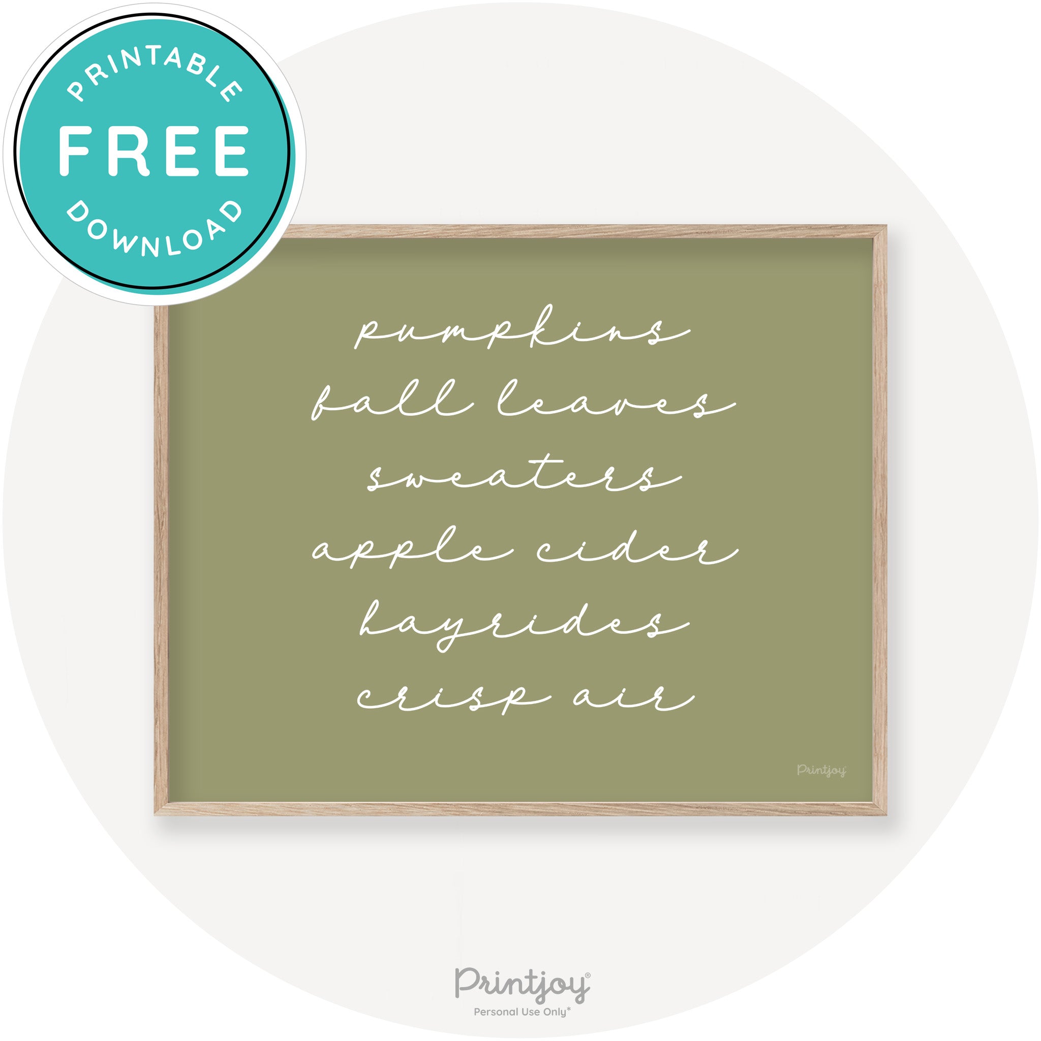Fall Favorite Things Cute Modern Chic Decor Wall Art Printable - Printjoy
