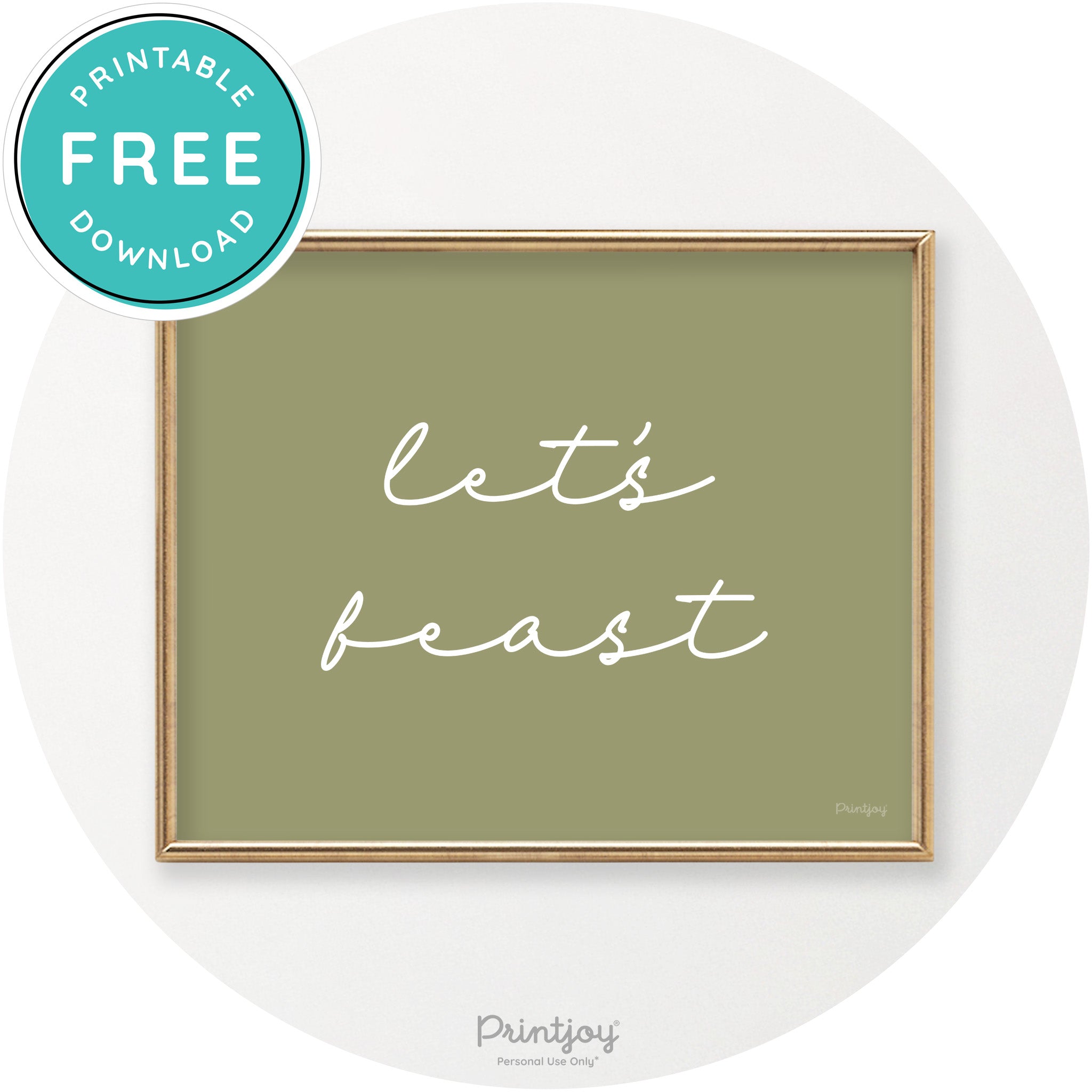 Let's Feast Cute Thanksgiving Modern Chic Wall Art Printable - Printjoy