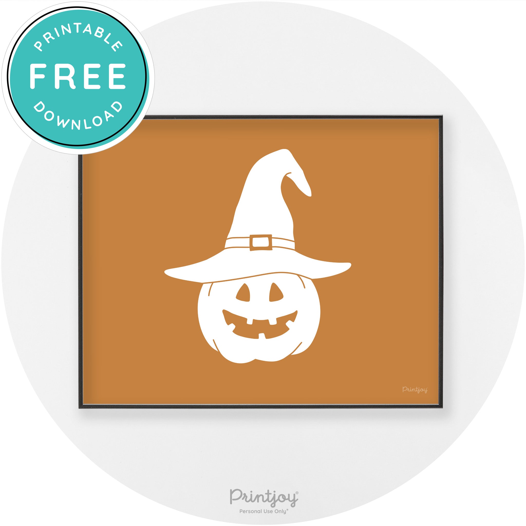 Halloween Cute Witch Jack O Lantern Chic Wall Art Printable - Printjoy