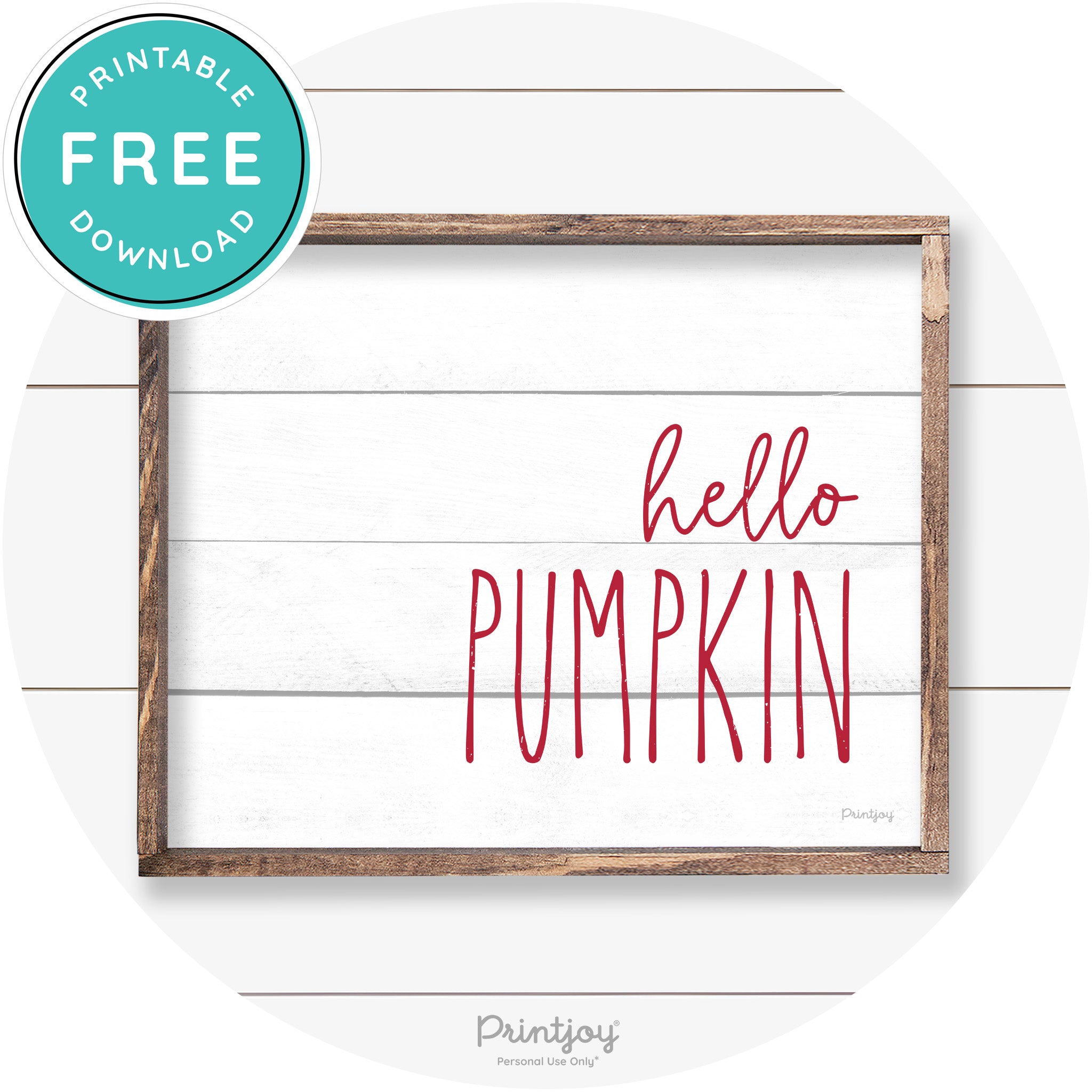 Hello Pumpkin Cute Fun Simple Farmhouse Wall Art Free Printable - Printjoy