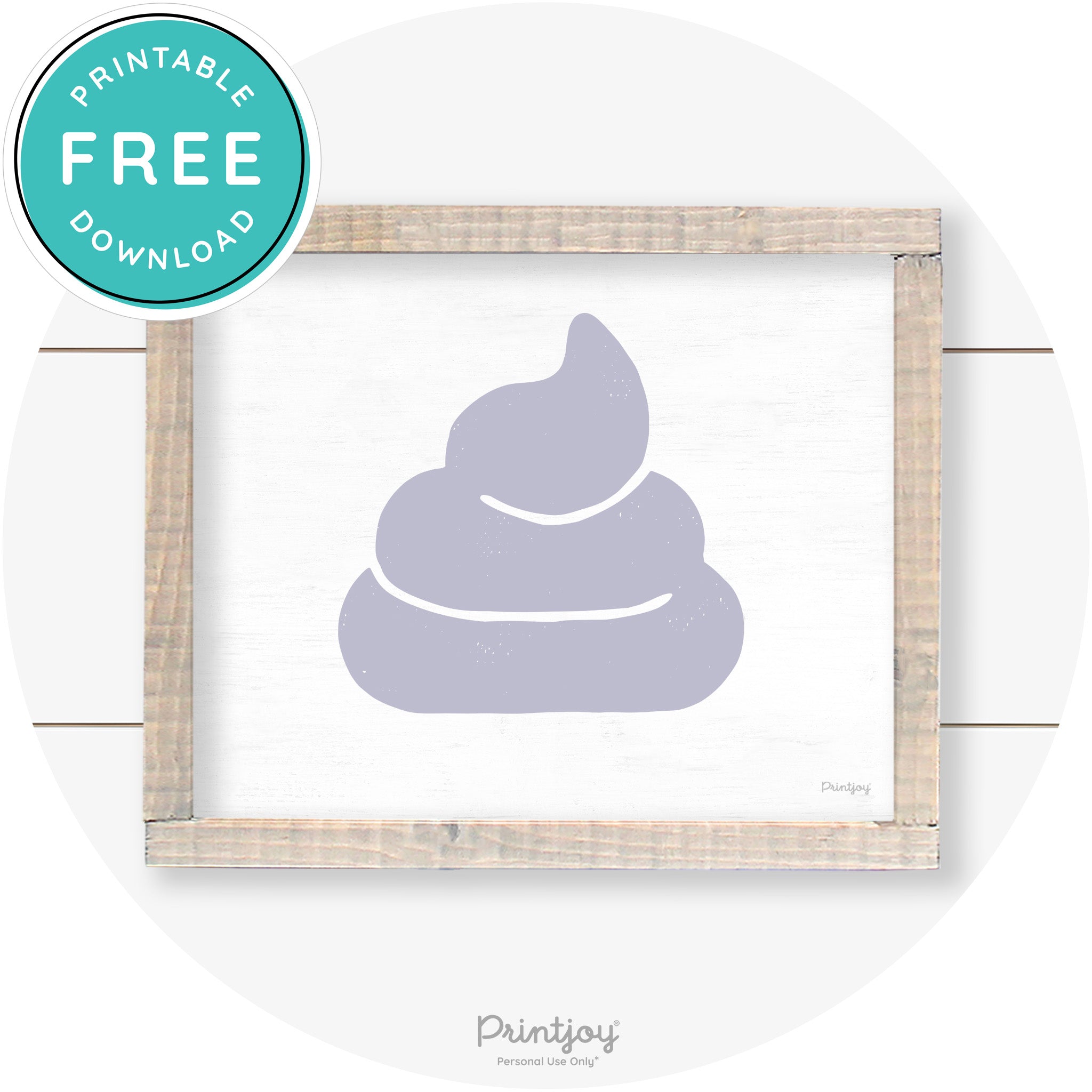 Poop Emoji Silhouette Funny Bathroom Sign Wall Art Free Printable - Printjoy
