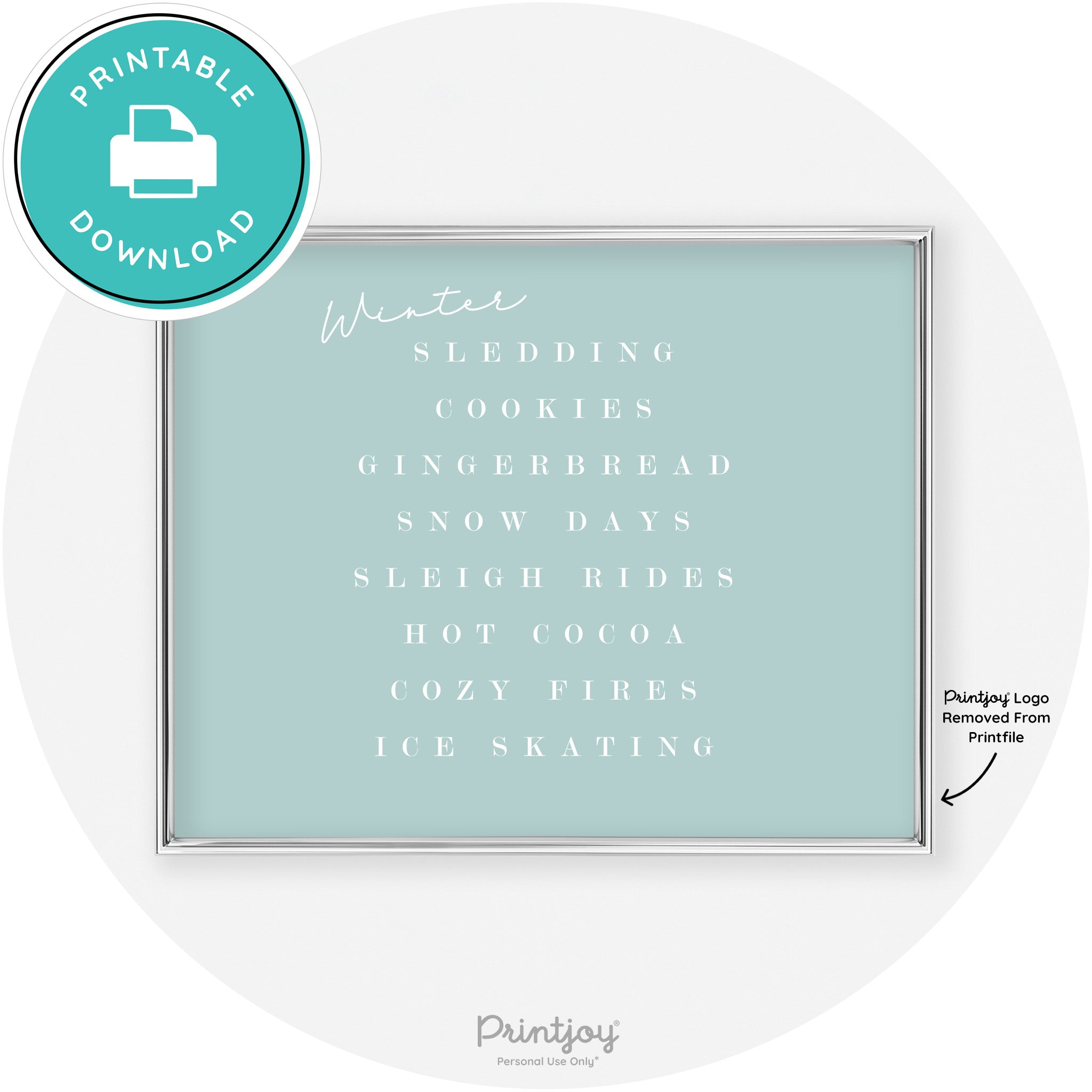 Winter Favorite Things Modern Chic Wall Art Decor Free Printable - Printjoy